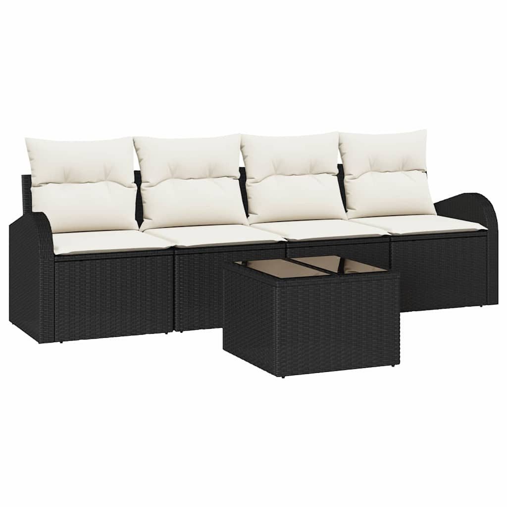 vidaXL Loungesofa Gartensofa-set Schwarz 55 x 55 x 37 cm Poly-Rattan, 5 Teile