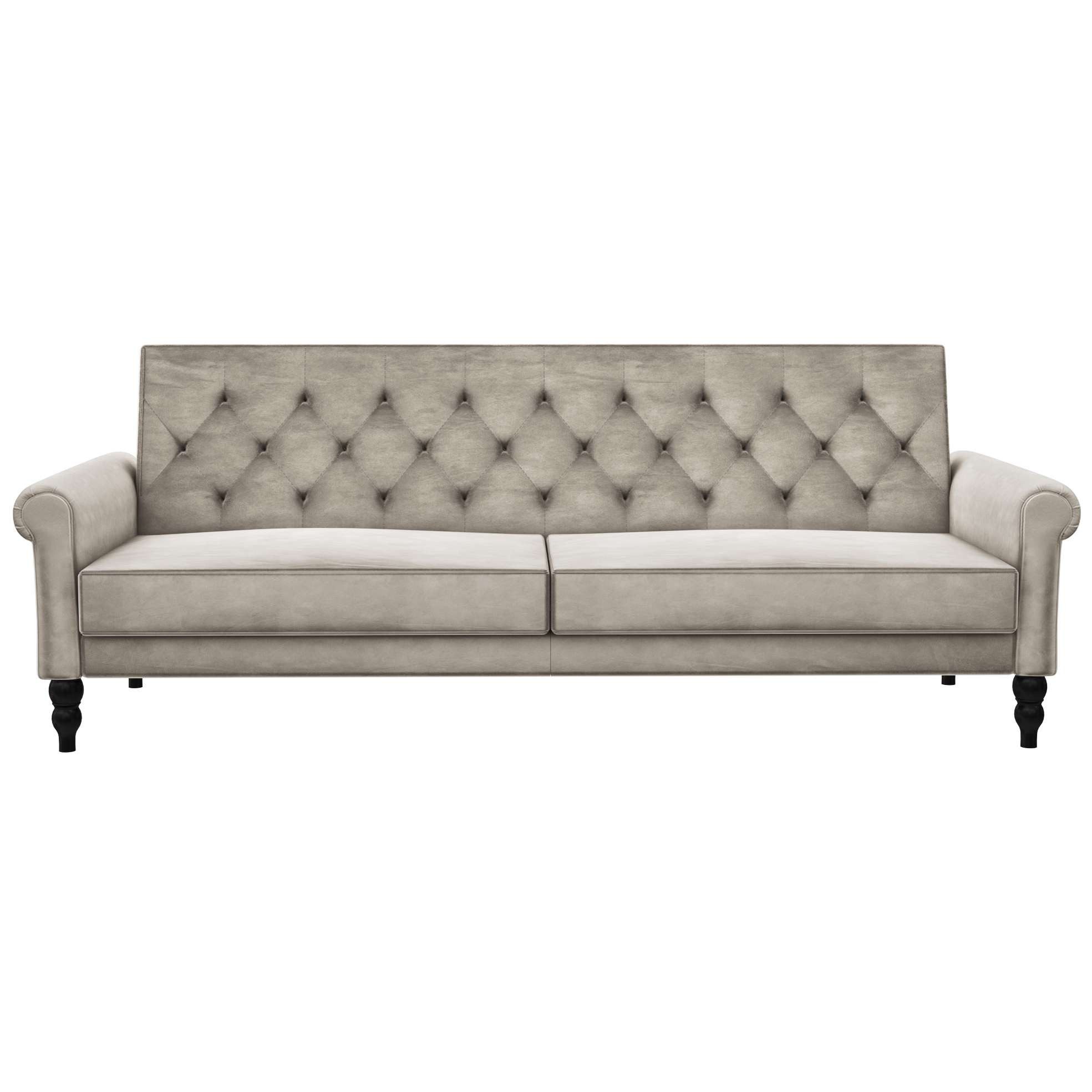 DOREL HOME 3-Sitzer TYNE Schlafsofa 222 cm, Bettfunktion (110/190cm), pflegeleichter Velours Taube