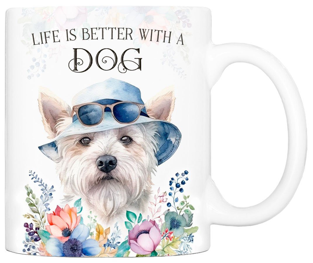 Cadouri Tasse WEST HIGHLAND WHITE TERRIER - Kaffeetasse für Hundefreunde, Keramik, mit Hunderasse, beidseitig bedruckt, handgefertigt, Geschenk, 330 ml