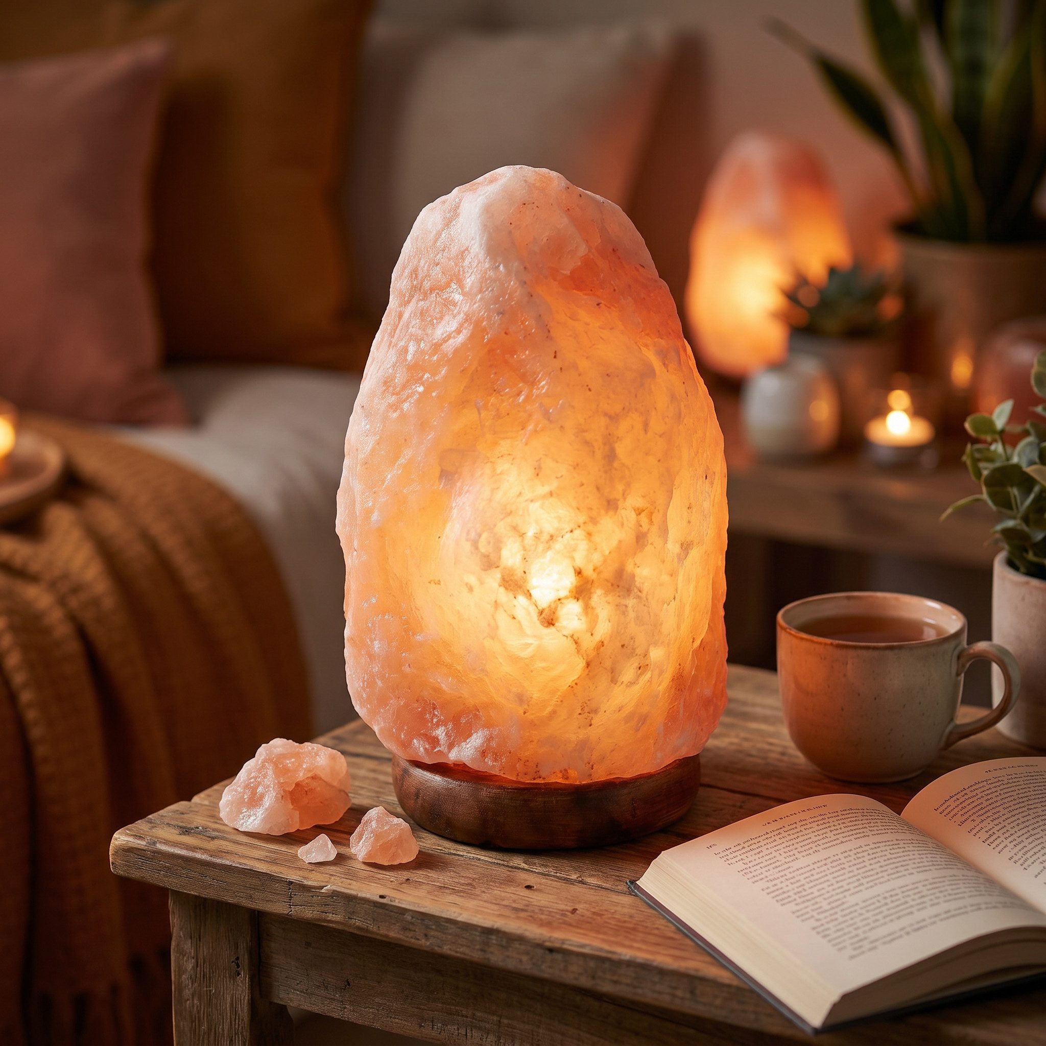 EmsCraft24 Nachttischlampe Kristall-Tischlampe Natürliches Licht Himalaya