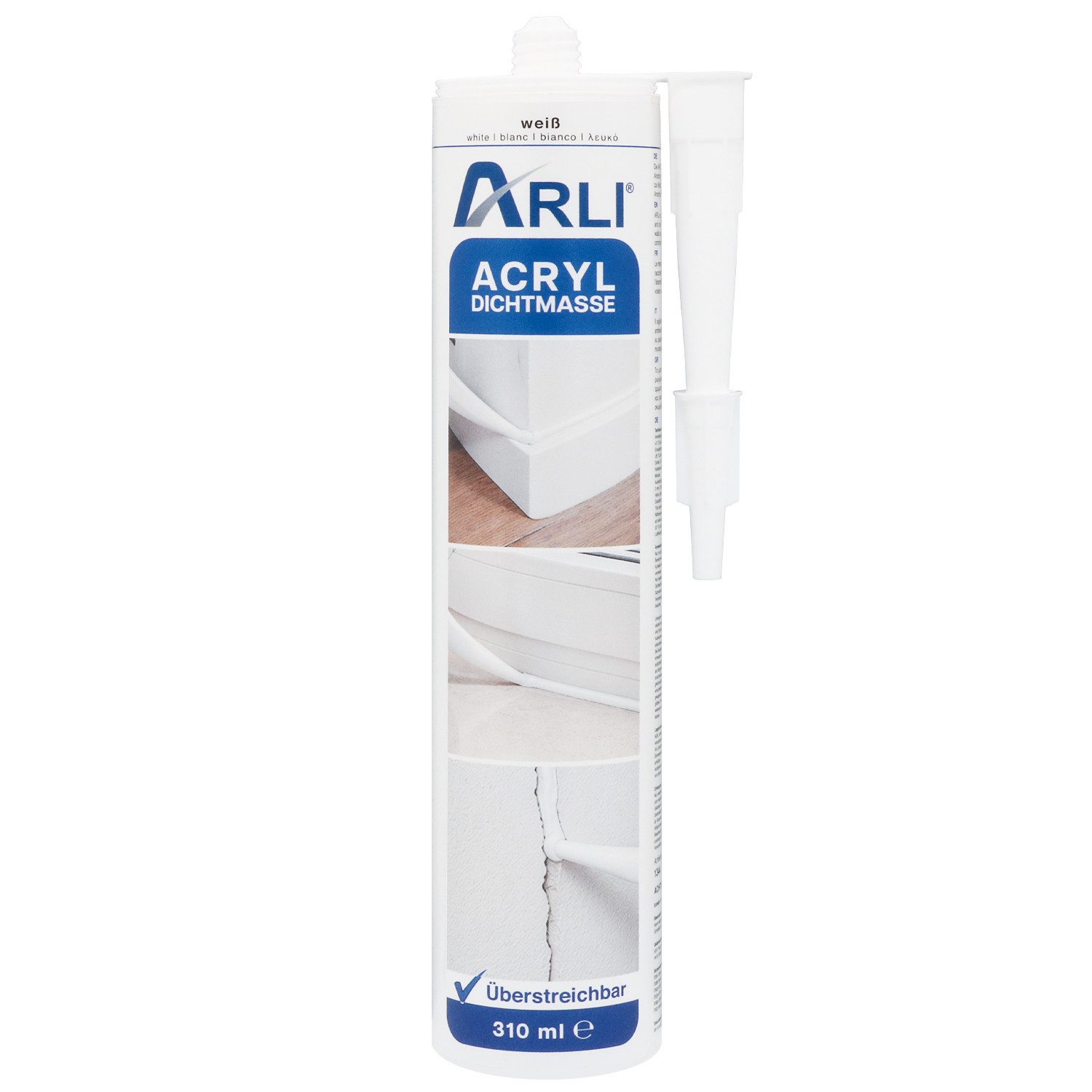 ARLI Maleracryl 10x Acryl 310ml weiß überstreichbare Dichtstoff, Acryl, (10-tlg), Universal Bauacryl Maleracryl Fugendichter Dichtmasse – Bild 2 von 5