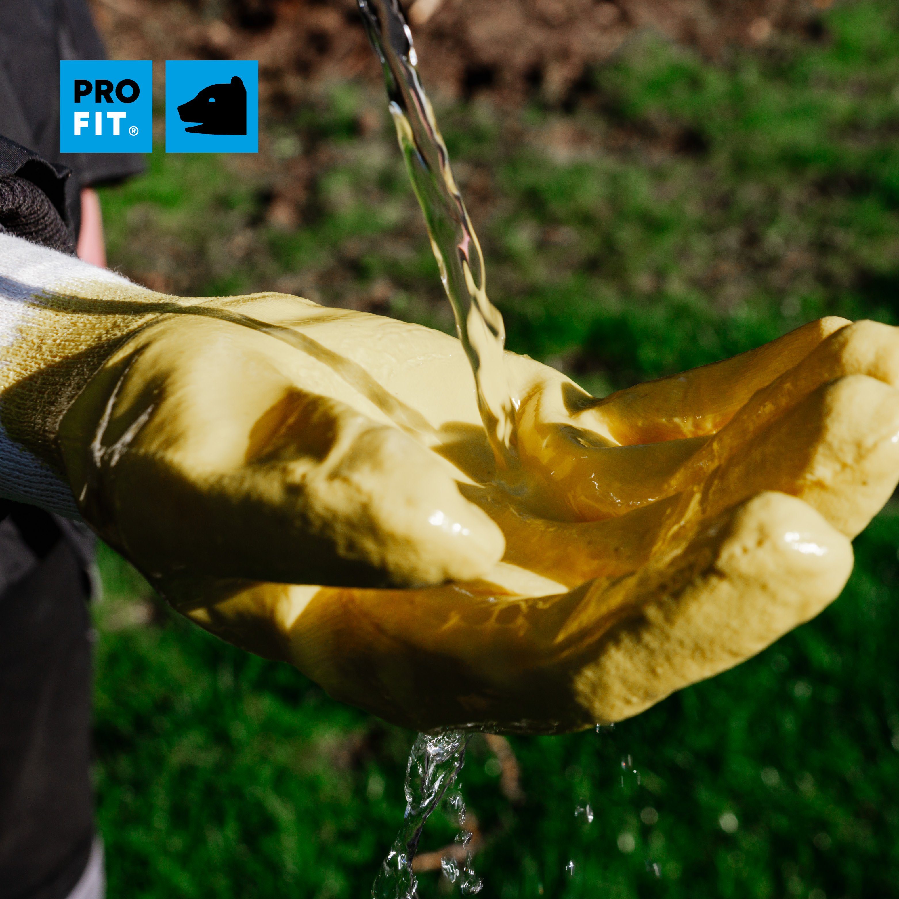 PRO FIT Nitril-Handschuhe Arbeitshandschuhe, Gartenhandschuh ¾ beschichtet, Mechaniker-Handschuh (12, Paar) Wasserdichte Handinnenfläche