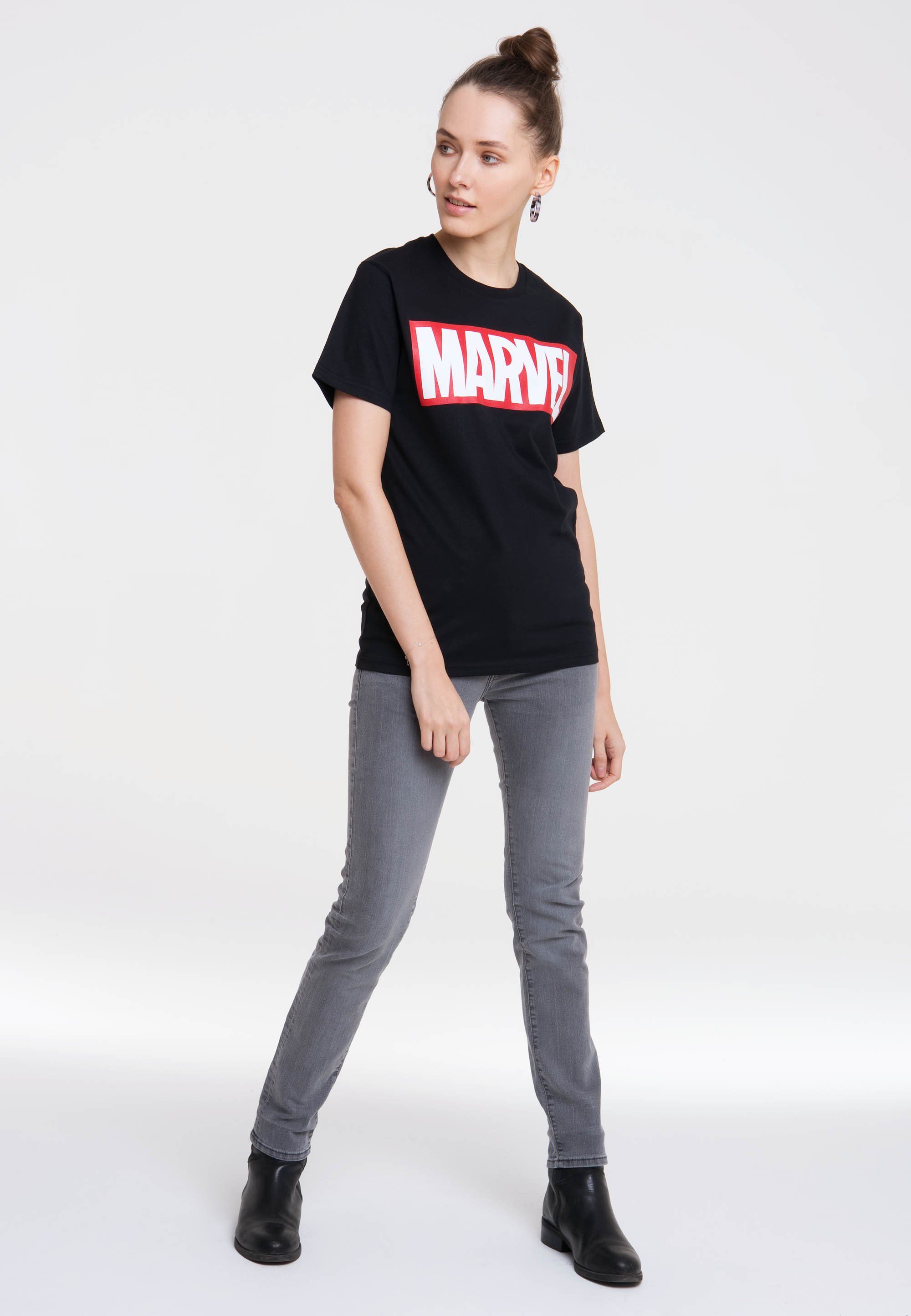 LOGOSHIRT T-Shirt großem Comics mit Marvel Logo