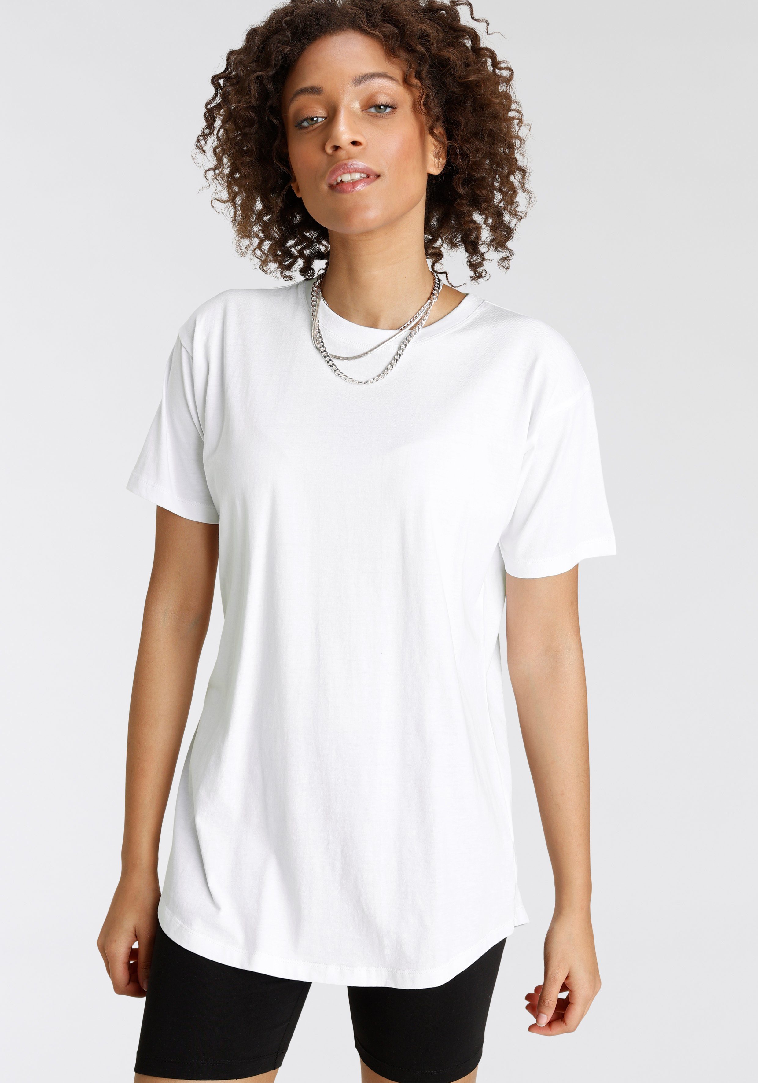 Tamaris Oversize-Shirt in Longform mit abgerundetem Saum günstig online kaufen