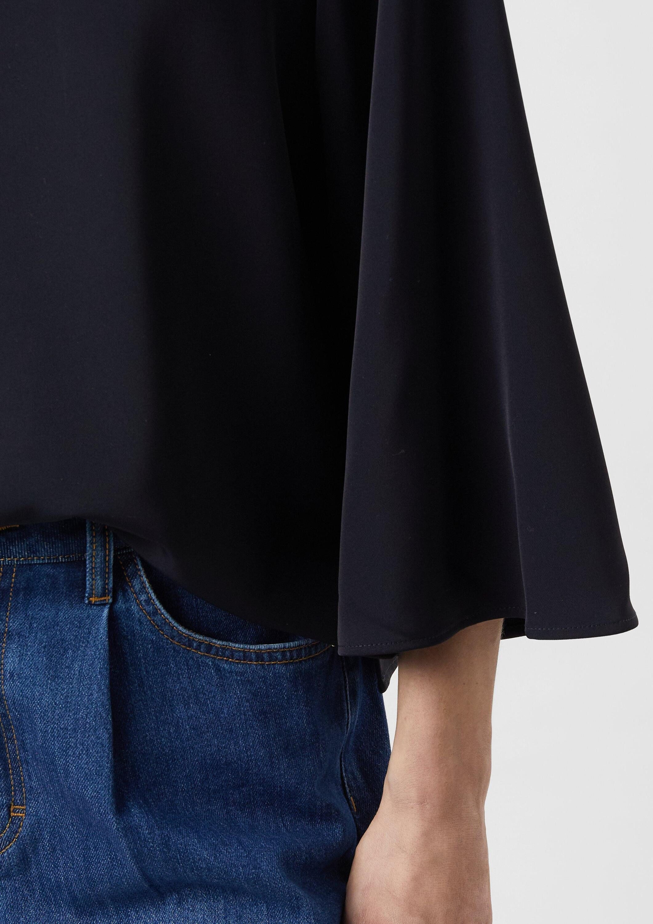 comma Kurzarmbluse Bluse Fließende Bluse mit weitem Ärmel