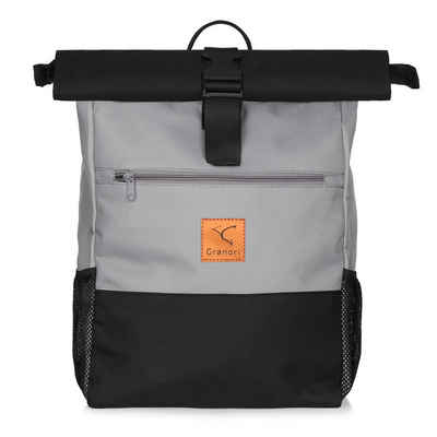 Granori Cityrucksack / Flexibler Freizeit- & Handgepäck Rolltop Rucksack (erweiterbares Volumen, integrierter Brustgurt, leichtgewichtig), mit Getränkehalter, Anti-Diebstahl- & Laptopfach