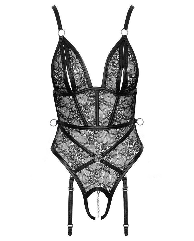 Cottelli Collection Body Straps-Body ouvert in Harness-Optik - schwarz (1-tlg) Einladend offen im Schritt