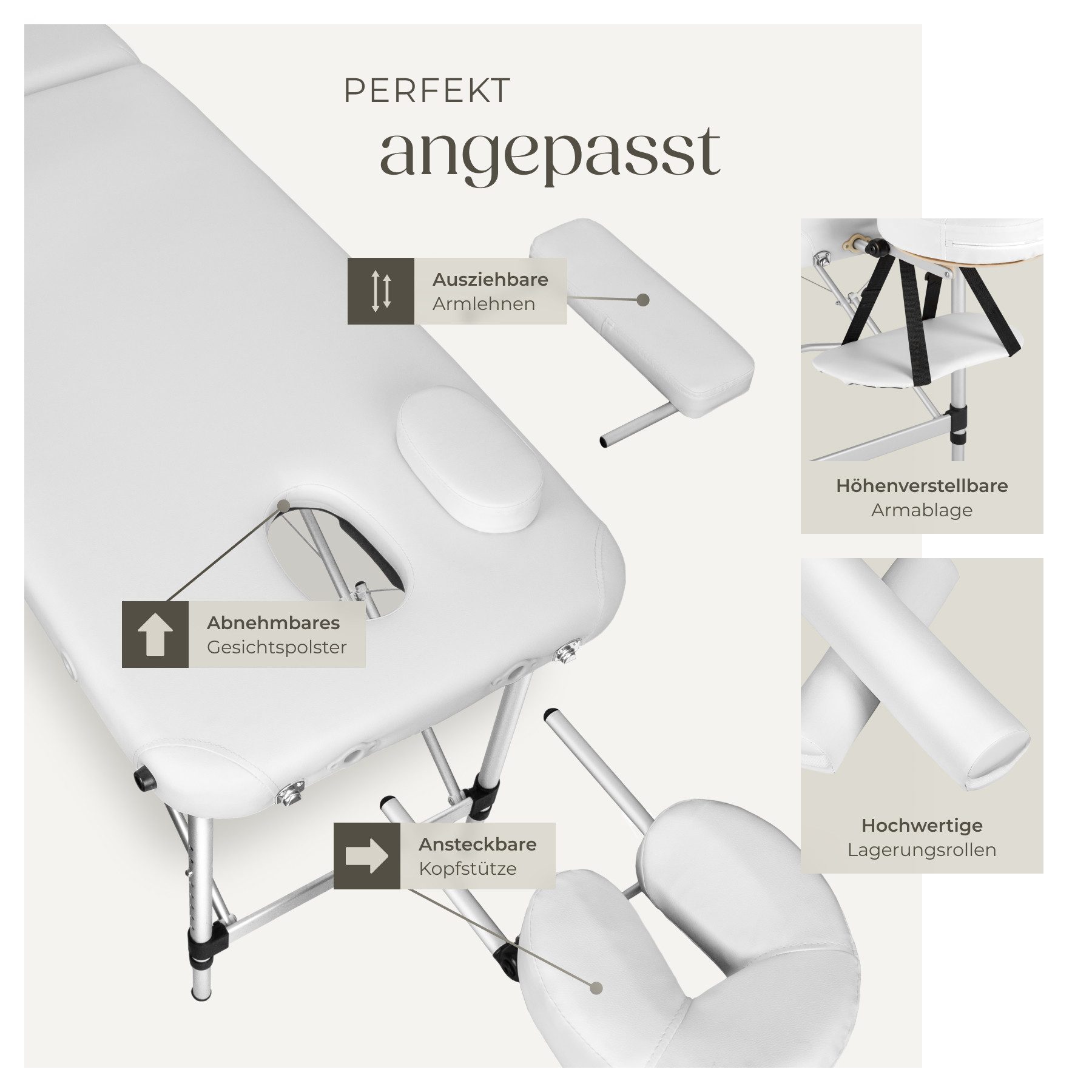 tectake Massageliege 2 Zonen Massageliege-Set (Set, 1-St., mit Tragetasche), Breite 61 cm, Polsterung 4 cm