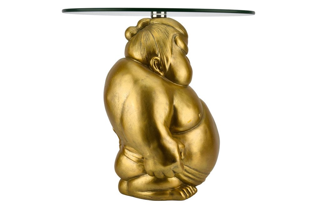 riess-ambiente Couchtisch SUMO 55cm gold - Skulptur, Glas, Ringer, handgefertigt, modern, rund (Einzelartikel, 1-St), Markanter Beistelltisch - ideal als dekora – Bild 5 von 5