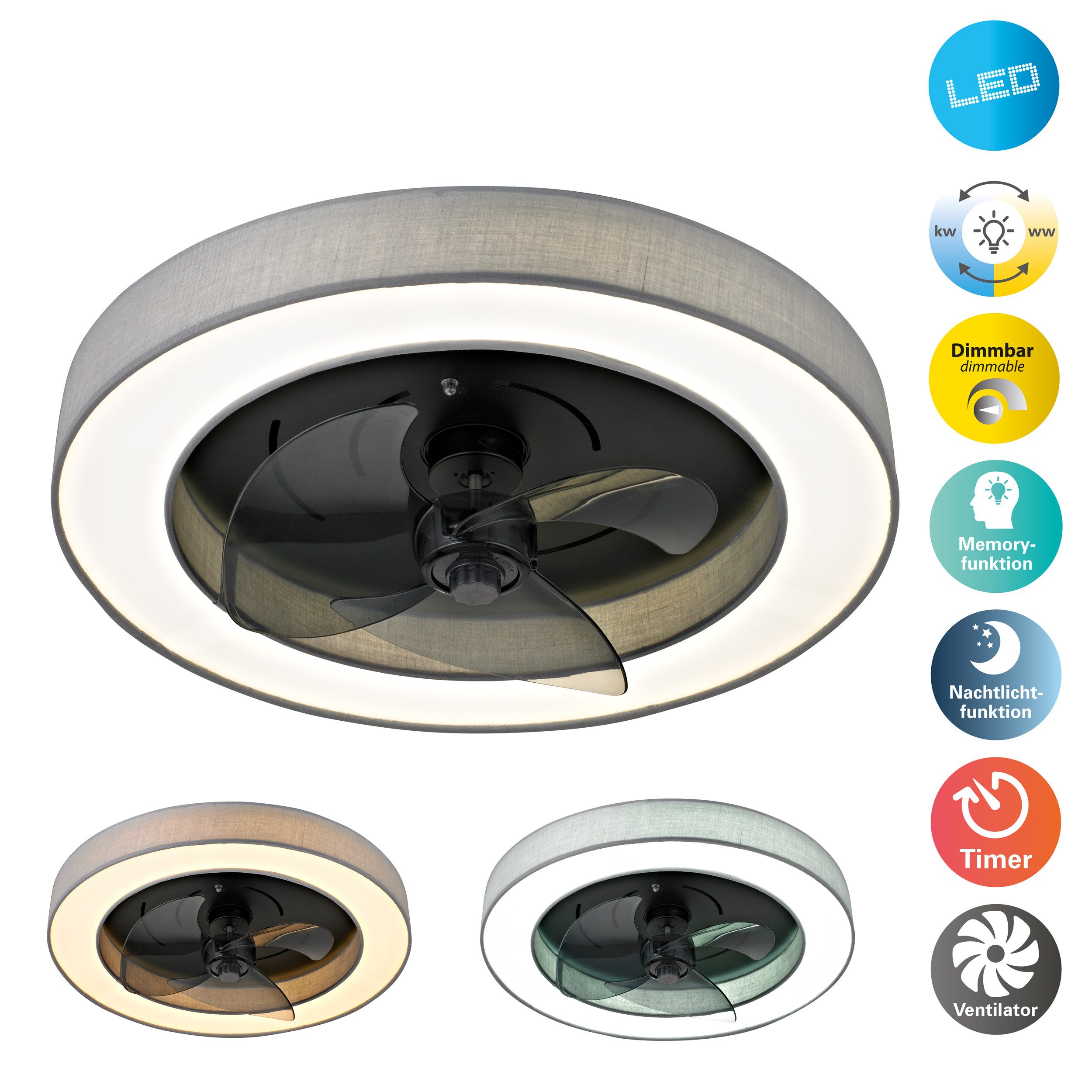 OTTO home LED Deckenleuchte Deckenventilator Vittor, CCT - über Fernbedienu günstig online kaufen