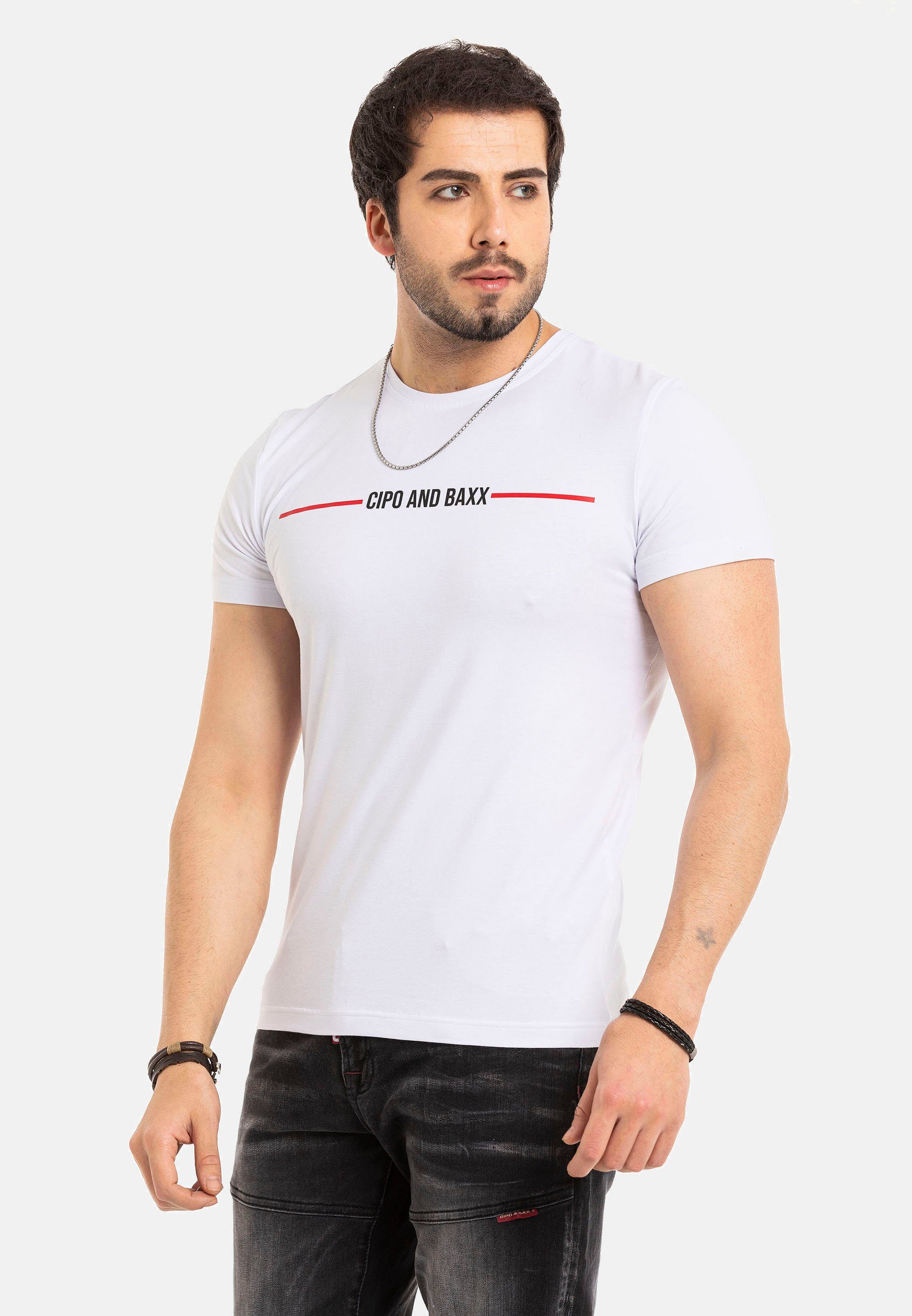 coolem Cipo T-Shirt weiß mit Markenprint & Baxx
