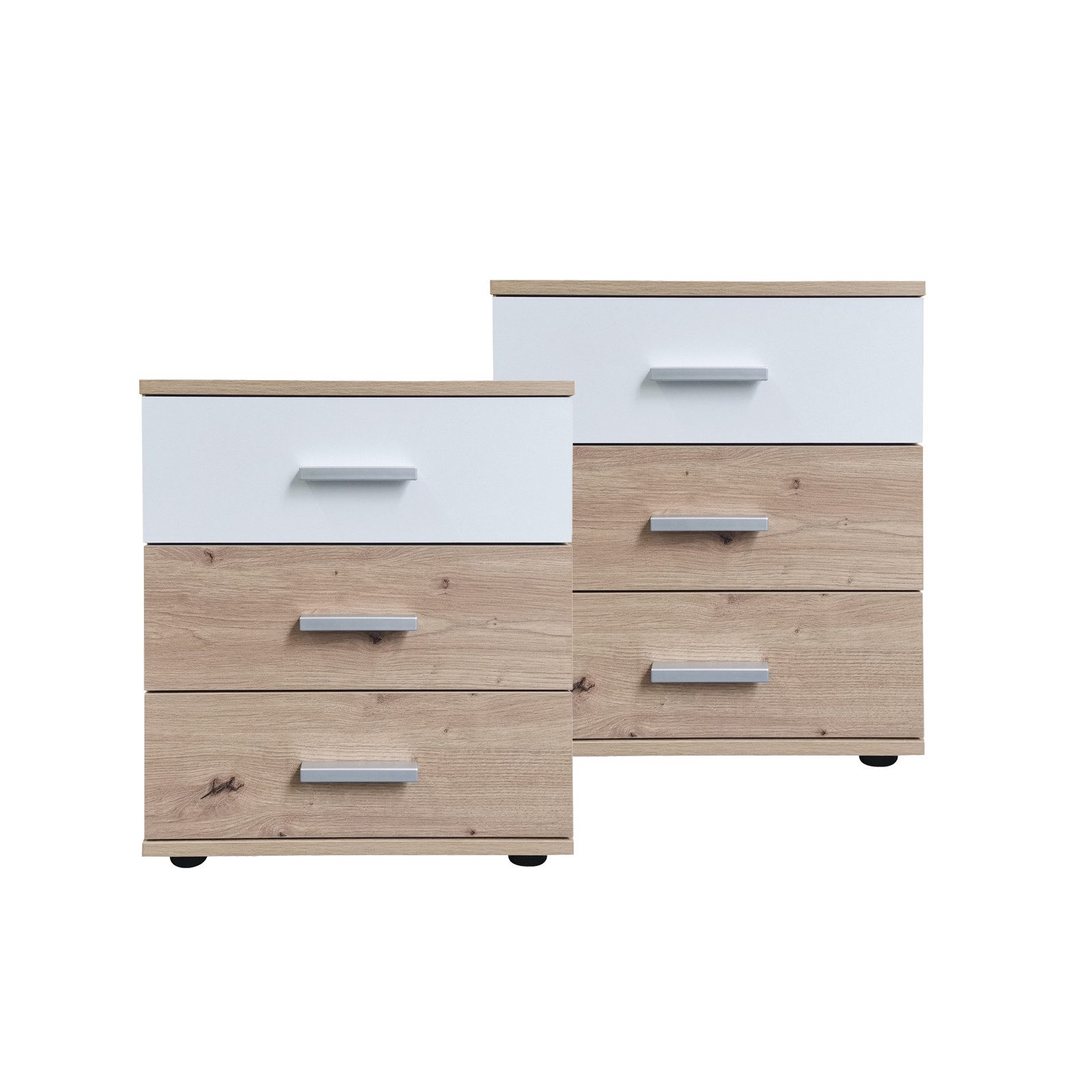 HTI-Living Nachtschrank Nachtschrank mit 3 Schubladen 2er-Set (Set, 2 Nachtschränke) Nachtkommode