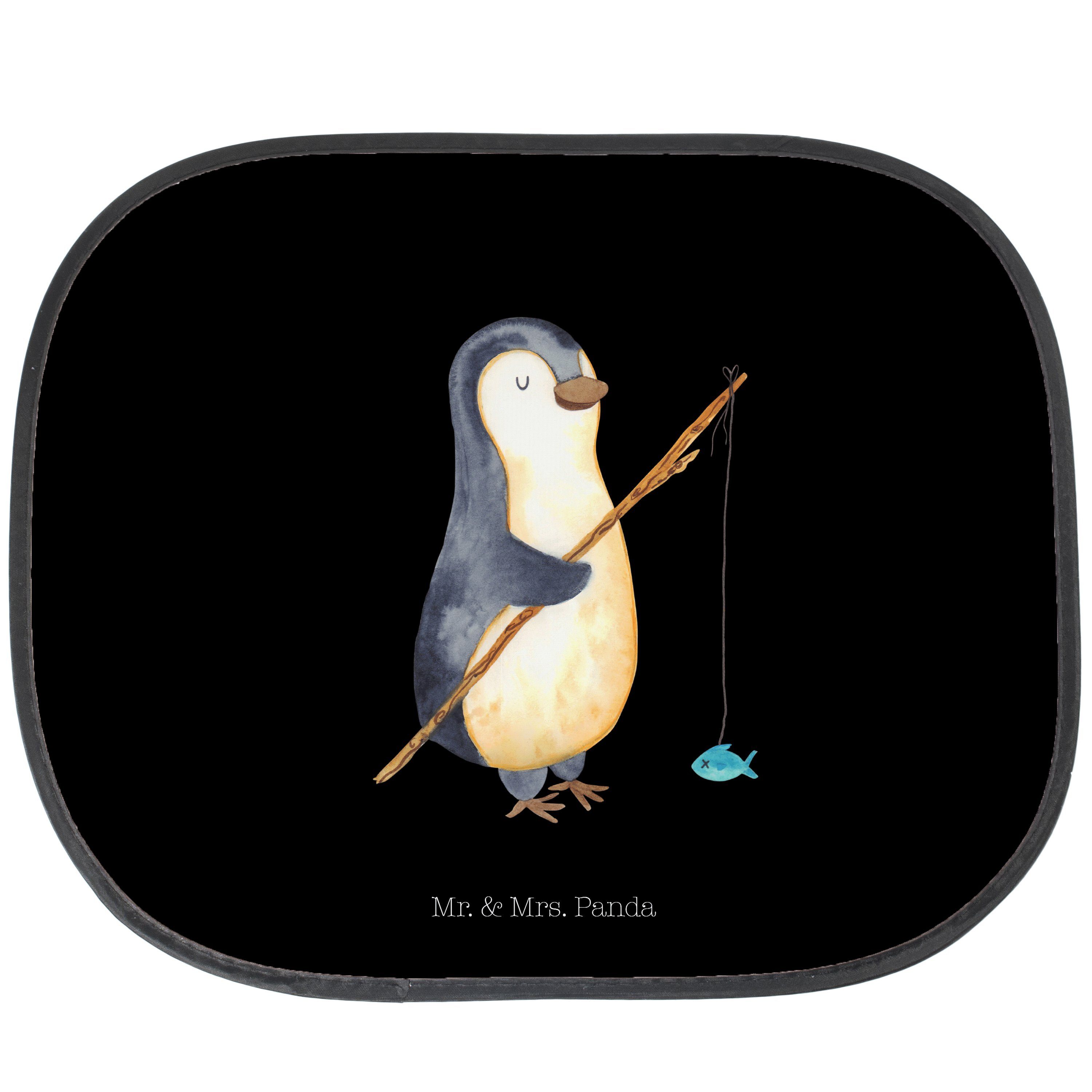 Sonnenschutz Pinguin Angler - Schwarz - Geschenk, verträumt, Angelurlaub, Sonnenbl, Mr. & Mrs. Panda, Seidenmatt