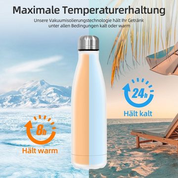 MULISOFT Thermoflasche Doppelwandige Edelstahl Trinkflasche, 500ml Auslaufsicher rostfrei und Hält kalte, BPA-frei