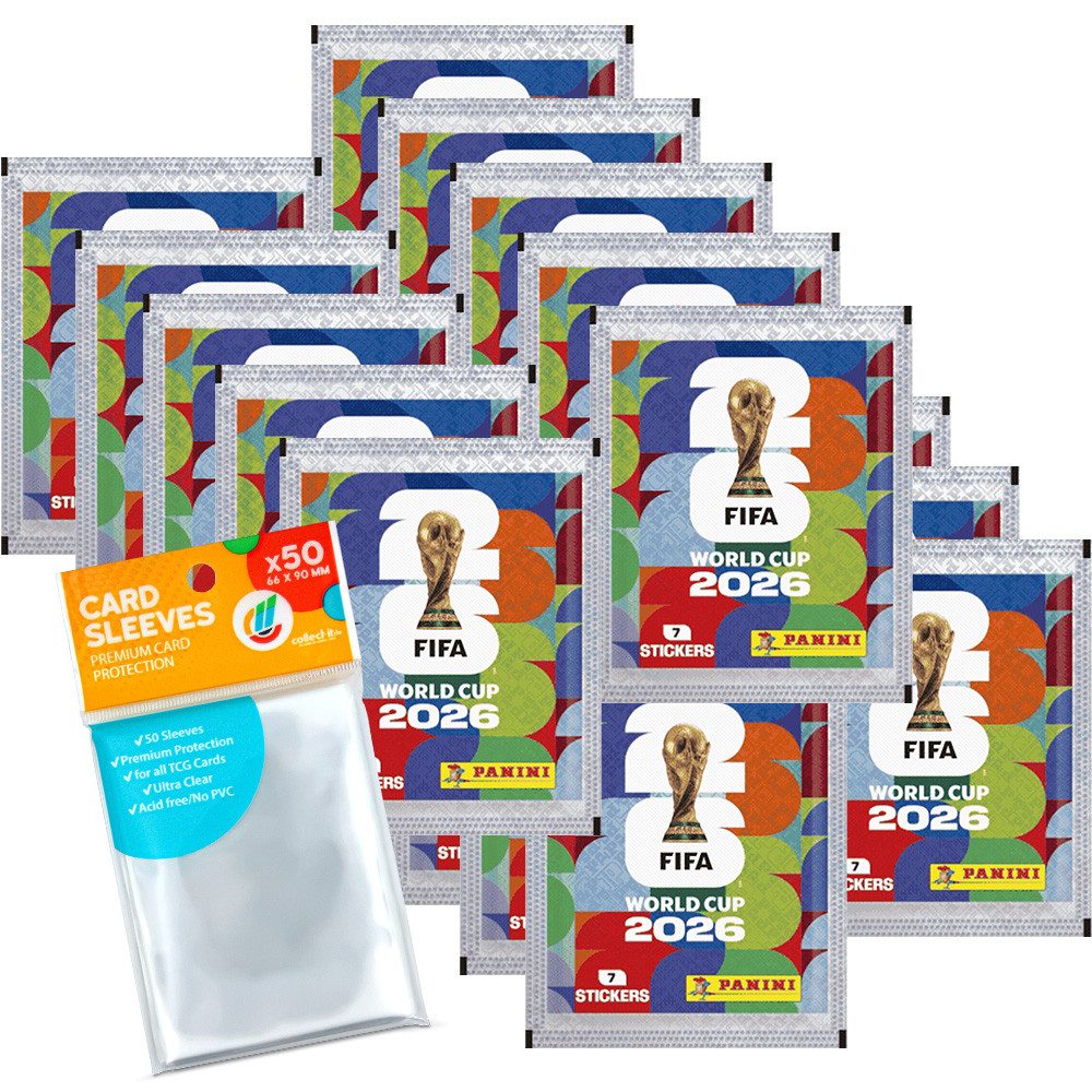 Panini Sammelkarte World Cup 2026 Sticker - 20 Tüten + exklusive collect-it Hüllen