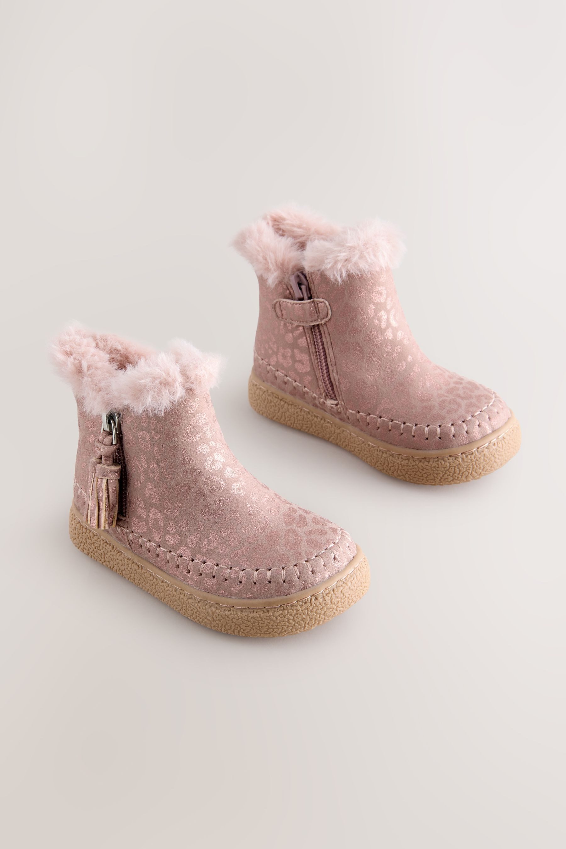 Next Reißverschluss-Stiefeletten mit Kunstfellfutter Stiefelette