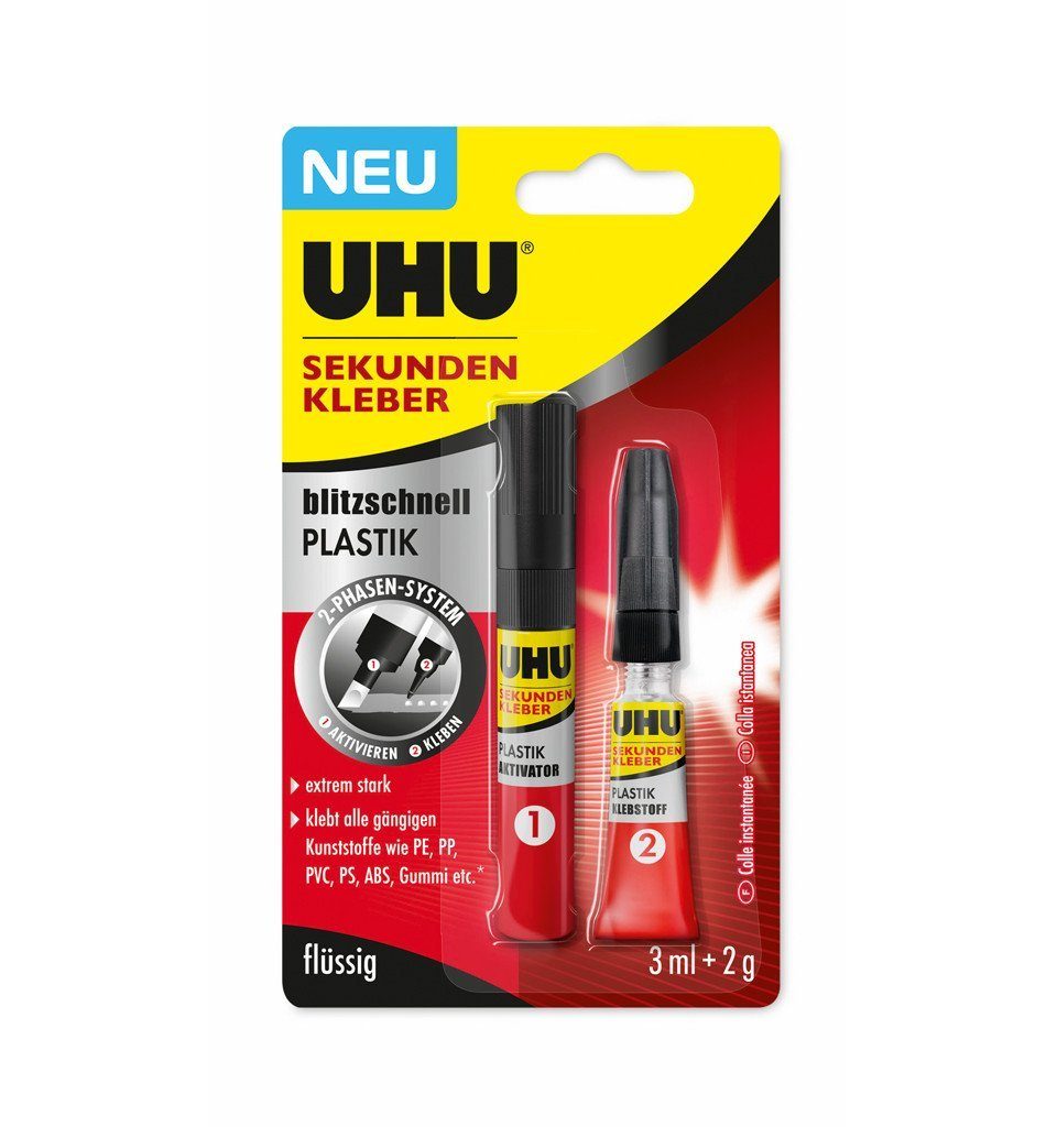 UHU Клей момент UHU Клей момент Plastik Tube 2 g + Aktivator 3