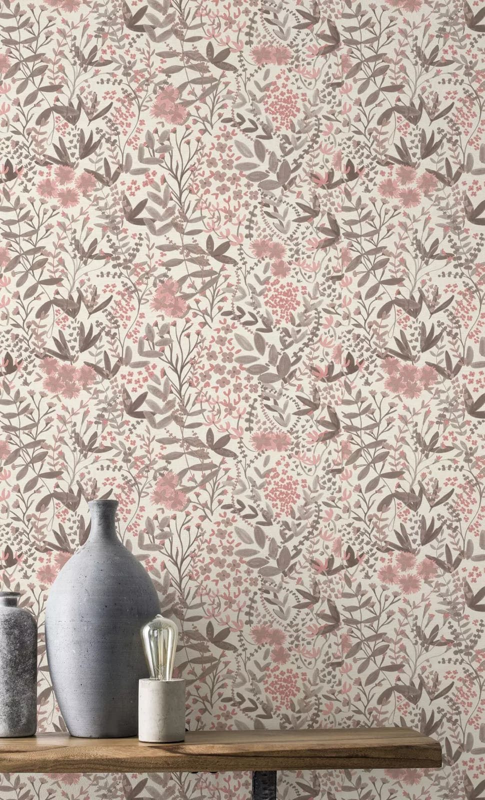 Vliestapete Floral Pflanzen Blumen Creme Braun Rosa 580761 Country Charme Rasch