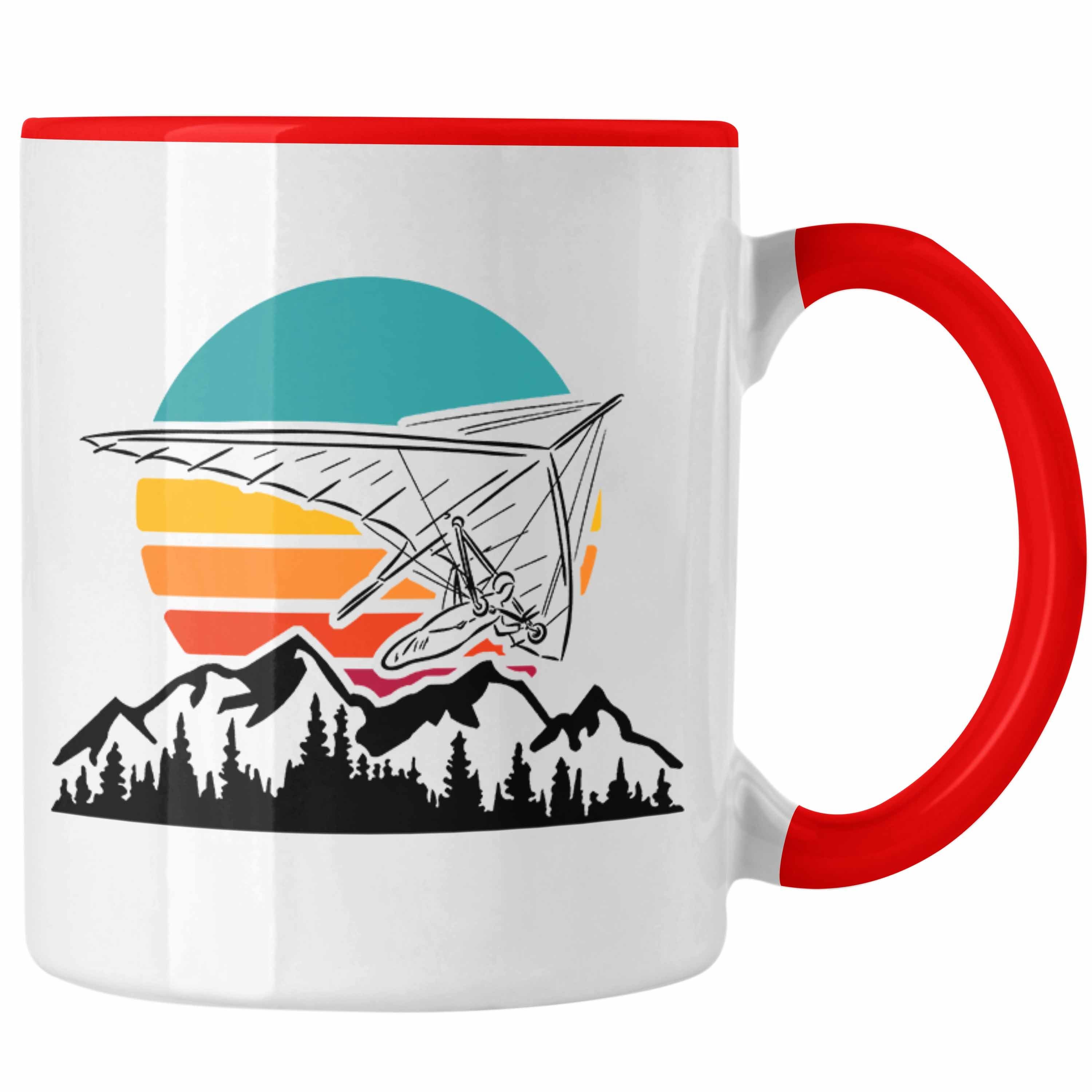 Trendation Tasse Tasse Drachenflieger-Grafik Geschenk Drachenfliegen Drachenflieger Rot Hän