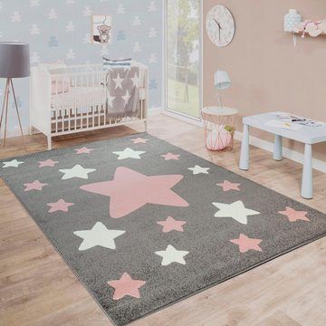 Kinderteppich Capri 330, Paco Home, rechteckig, Höhe: 11 mm, Kurzflor, Motiv Sterne, Pastell-Farben, Kinderzimmer