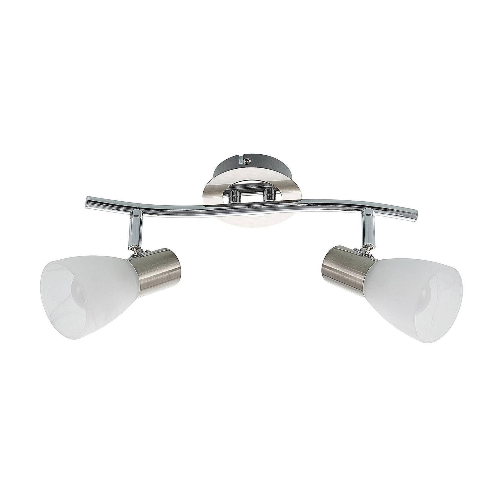 ELC European Lighting Circle Strahler Kamiran, Modern, Edelstahl, Glas, chrom, nickel satiniert, weiß, 2 flammig