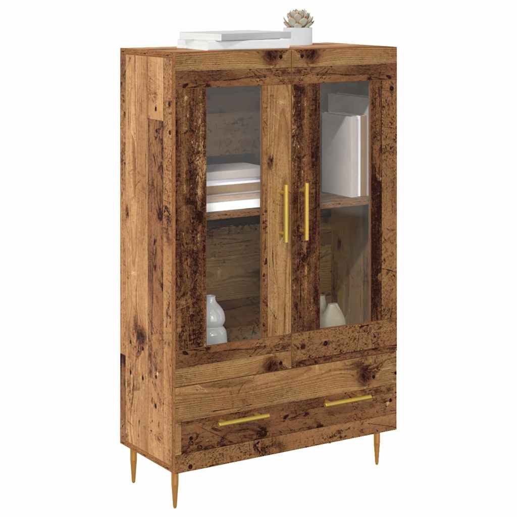 vidaXL Highboard Highboard Altholz 69,5 x 31 x 115 cm Engineered Wood und Glas (1 St)
