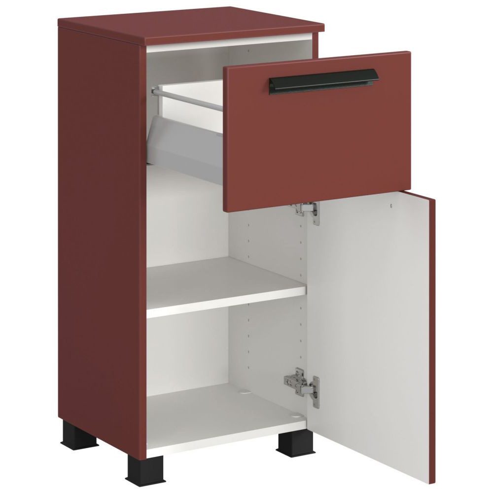 Lomadox Unterschrank ATELLA-03 in rot, 40 cm Breite, Schublade mit Softclose