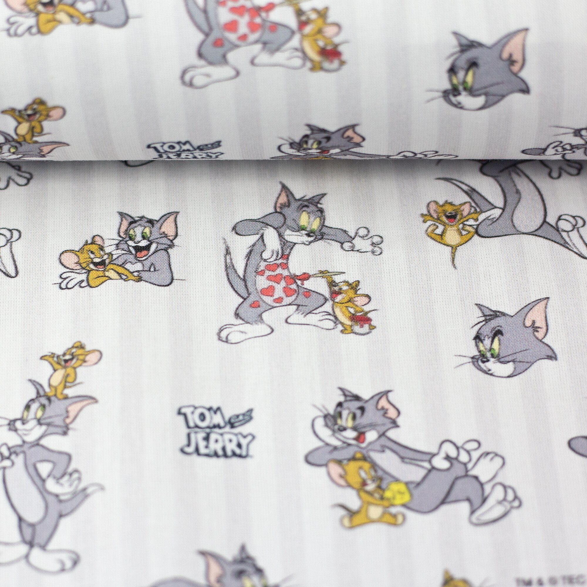 larissastoffe Stoff Lizenzstoff Tom und Jerry Baumwollstoff Webware, Meterware, 50 cm x 140 cm