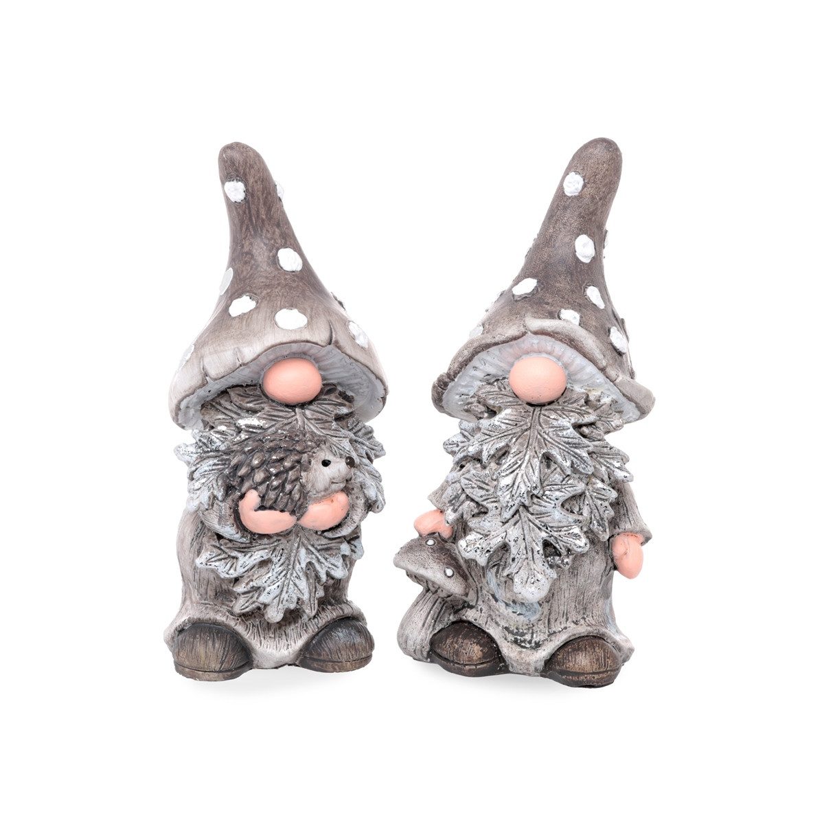 finehomegarden Dekofigur Poly-Wichtel 2er-Set in Grau & Silber Winterliche Dekofiguren Herbst (Set, 2 St), Weihnachten Figur Skulptur Dekoration