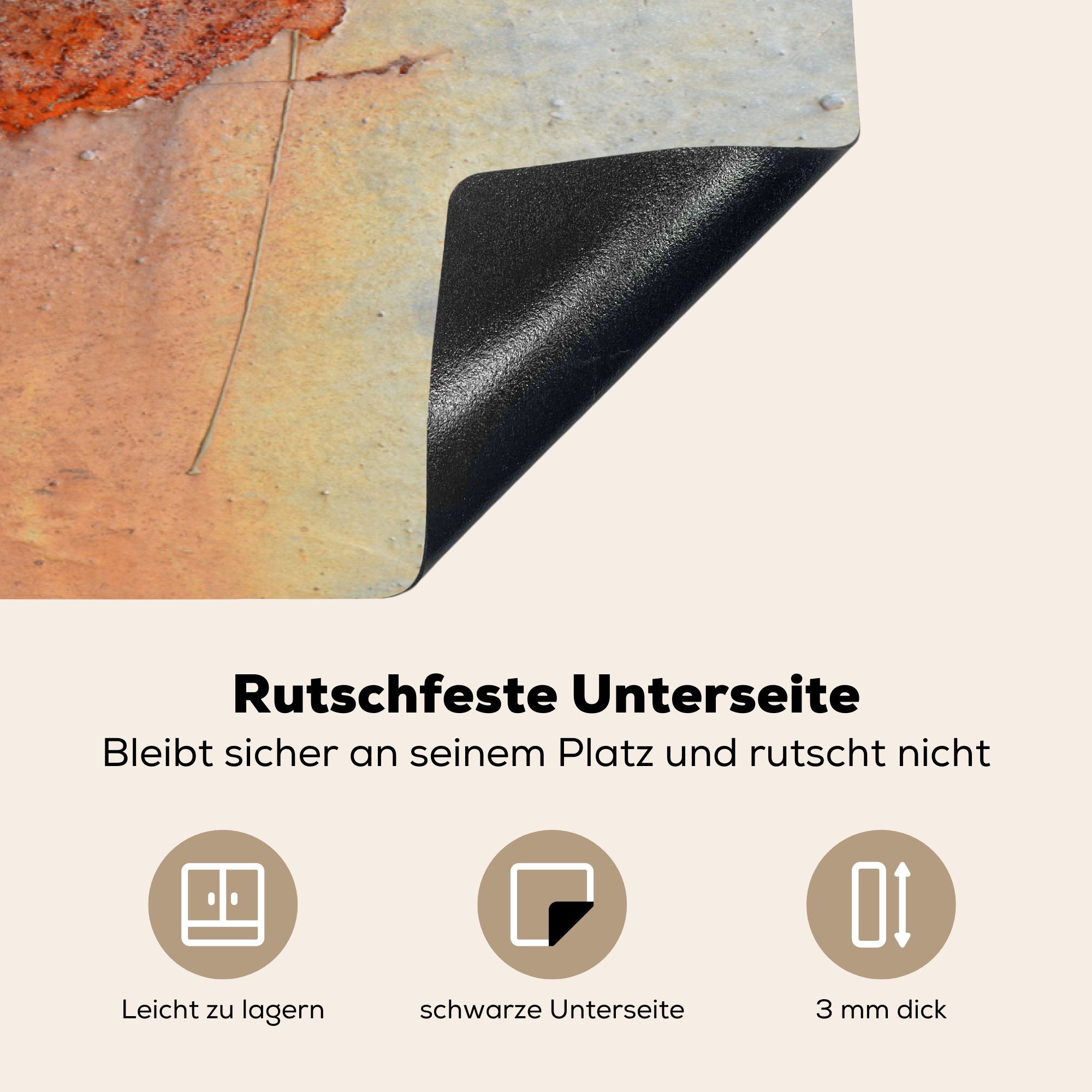MuchoWow Rosa, - für Schutz Induktionskochfeld Gelb - Vinyl, (1 küche, Rost tlg), Ceranfeldabdeckung Herdblende-/Abdeckplatte 81x52 cm, die