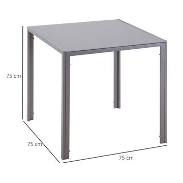 HOMCOM Esstisch Esszimmertisch für 4 Personen (Glastisch, 1-St., Küchentisch), für Küche, Esszimmer, Grau, 75 x 75 x 75 cm