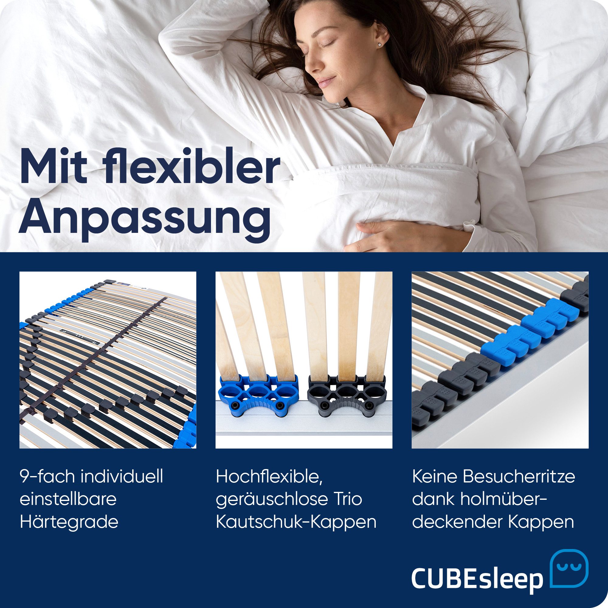 Lattenrost Pure NV Doppelpack 44 Federleisten, CUBEsleep, Kopfteil nicht verstellbar, Fußteil nicht verstellbar, Doppelpack, fertig montiert, 10 Jahre Garantie