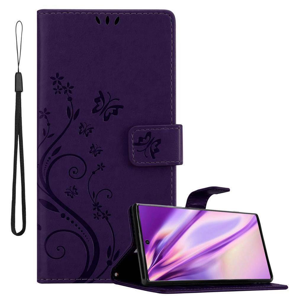 Cadorabo Handyhülle für Samsung Galaxy NOTE 10 Hülle Samsung Galaxy NOTE 10, Hülle Schutzhülle Blumen Flower mit Standfunktion Kartenfach Magnet