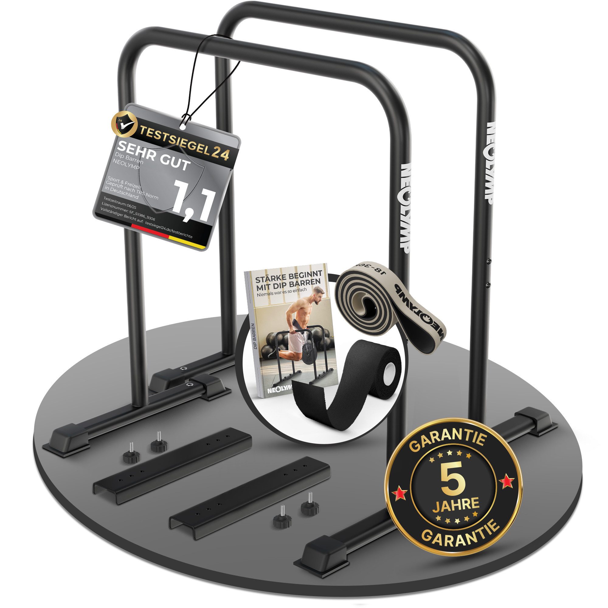 NEOLYMP Liegestützgriffe Dip Barren Calisthenics Equipment – 400 kg belastbare Dip Station (Calisthenics Equipment– rostfreie Dip Stange Fitnessgeräte für Zuhause), Dip Stangen- verstellbare Breite – 90 cm Höhe mit rutschfesten Füßen