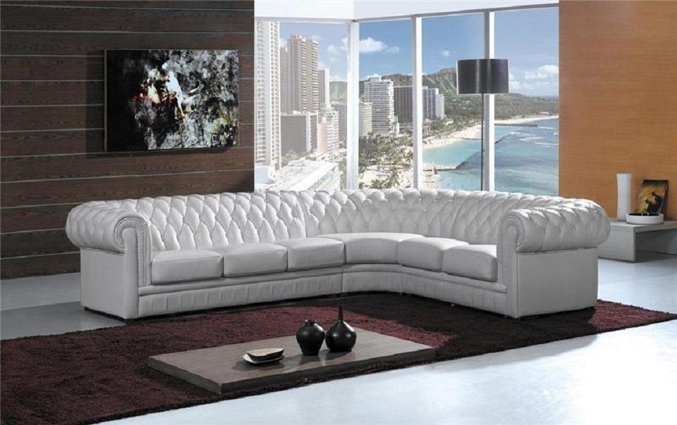 JVmoebel Chesterfield-Sofa Ledersofa Couch Chesterfield Polster Ecksofa 100% Leder Sofort, Made in Europa