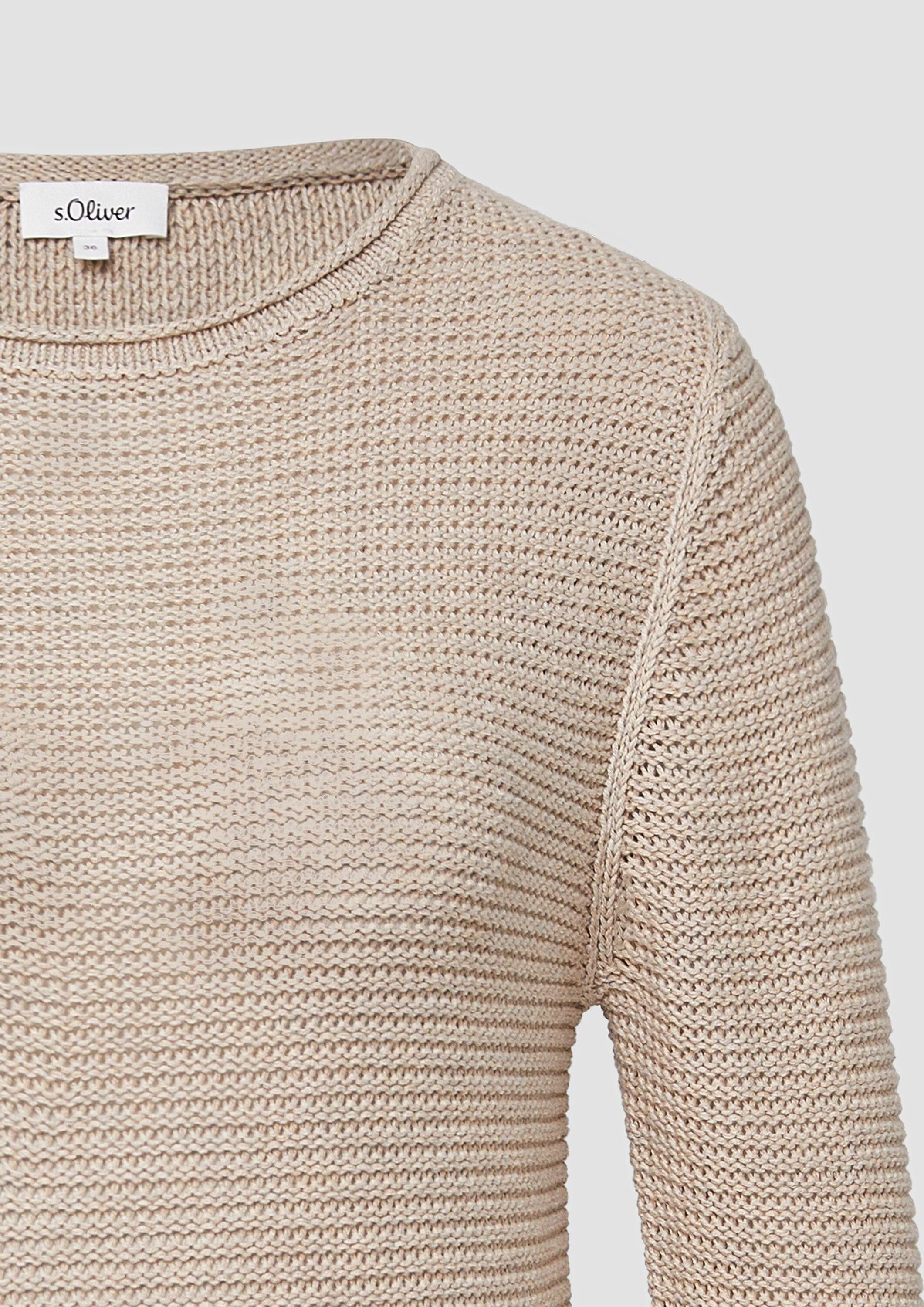 s.Oliver Longpullover Strickpullover Leichter Strickpullover in Ripp-Optik