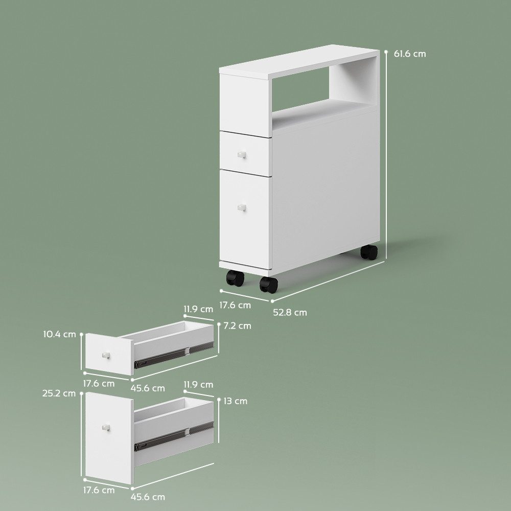 Livinity® Midischrank Fucino, Weiß/Weiß, 18 x 61.6 cm mit 2 Schubladen (1-St)