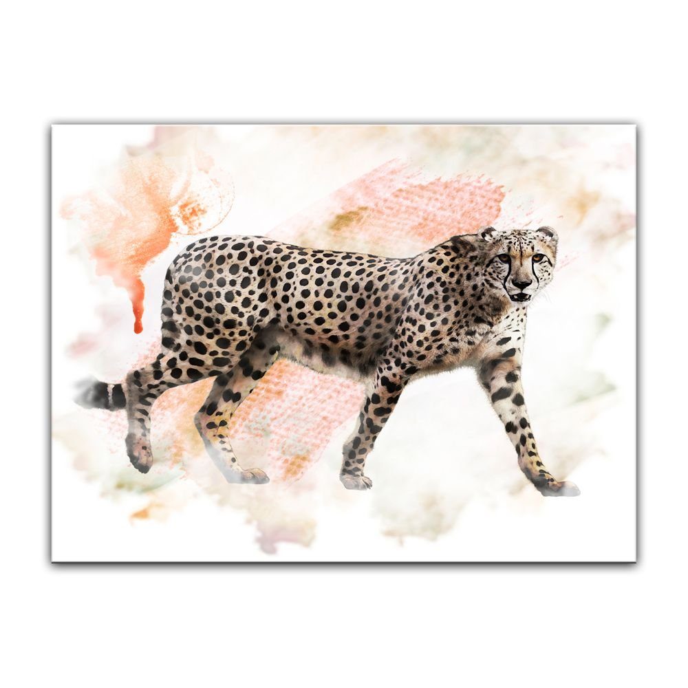 Bilderdepot24 Leinwandbild Aquarell - Leopard, Tiere