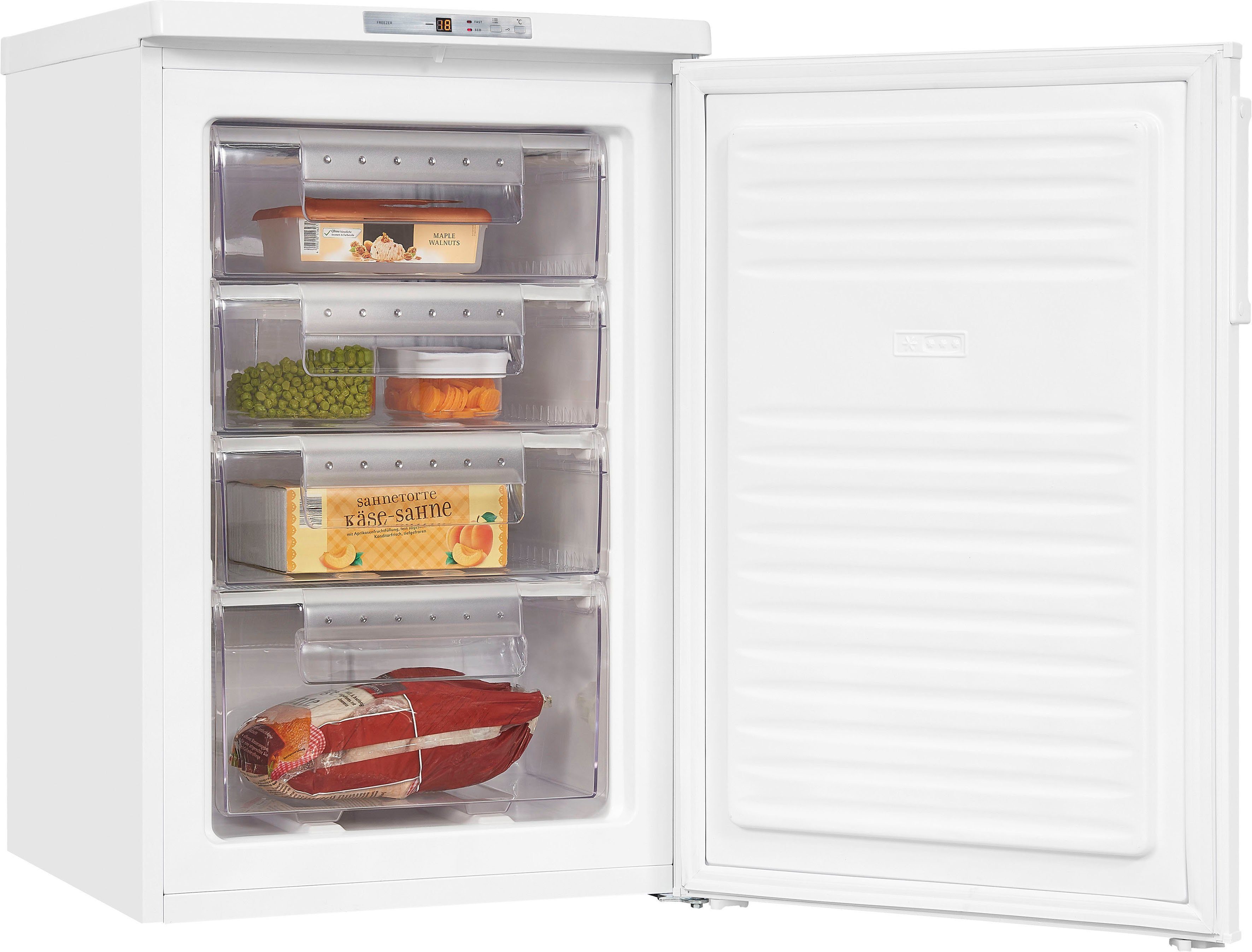 exquisit Gefrierschrank GS80-HE-040D, 85,5 cm hoch, 55 cm breit, 4*-Gefrierschrank mit praktischem Griff – leicht & bequem zu öffnen