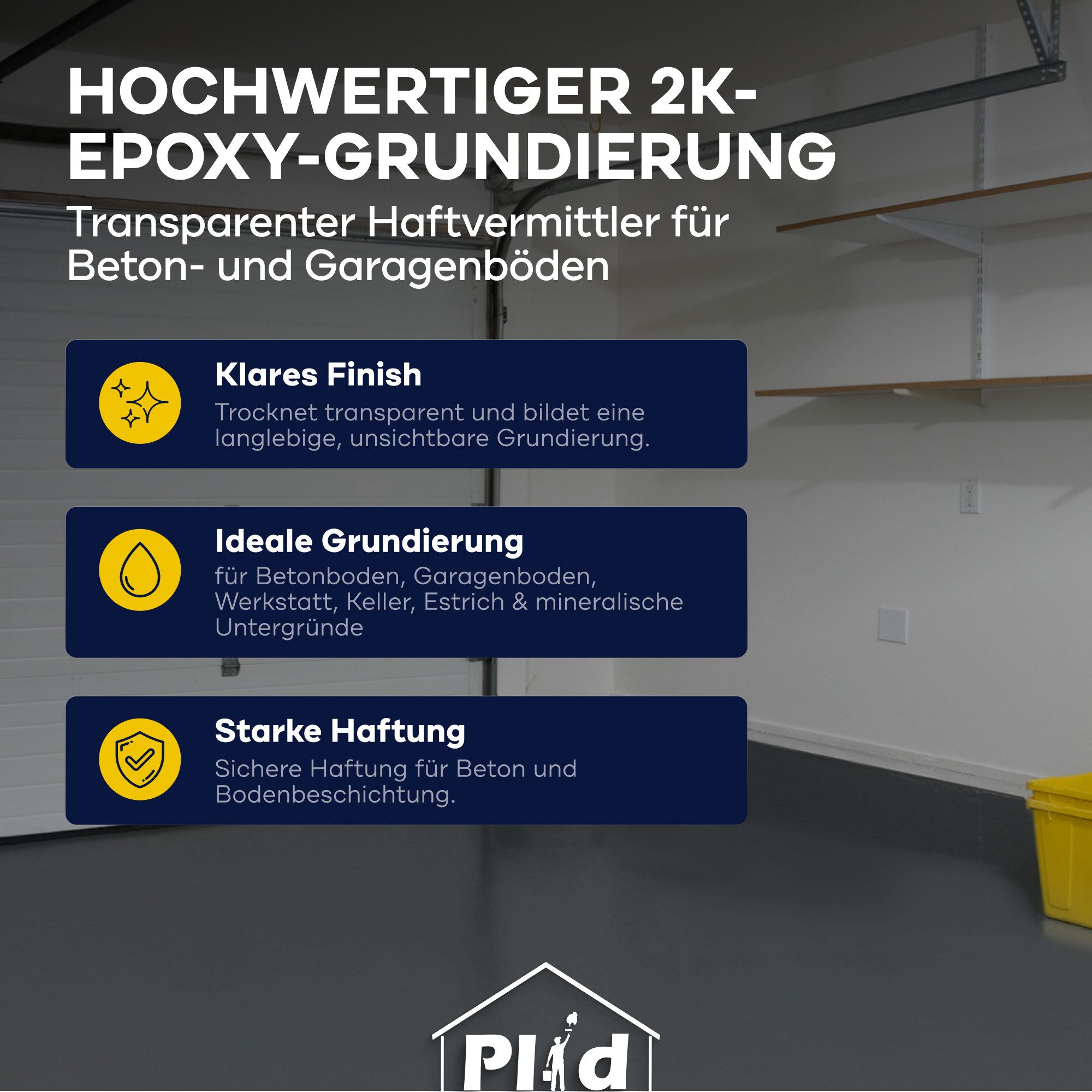 plid Haftgrund 2K Epoxy-Haftvermittler – 750 ml Grundierung für Beton & Garage, Hohe Haftfestigkeit – Bild 3 von 5
