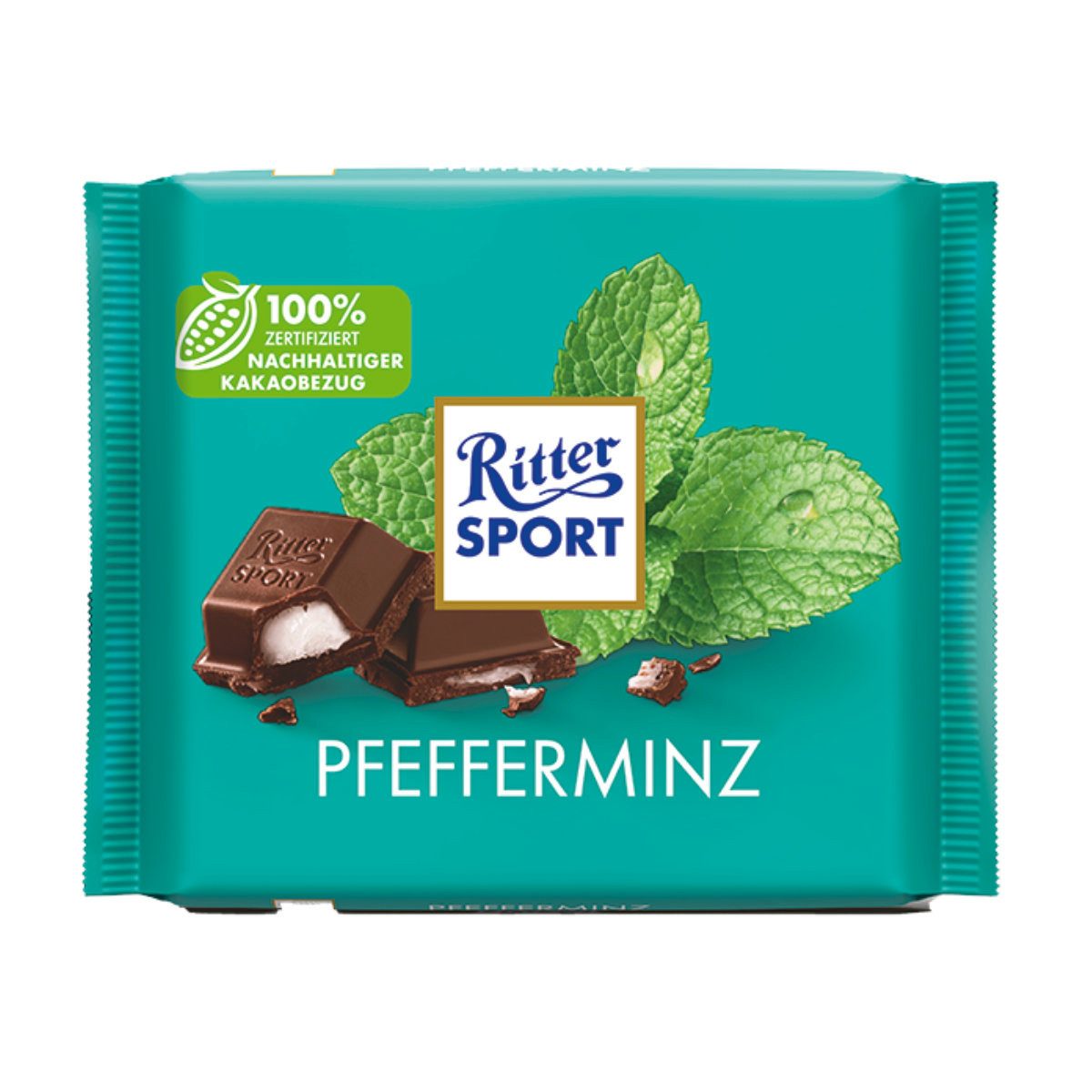 Ritter SPORT Schokolade, Ritter Sport Pfefferminz Halbbitterschokolade mit Füllung 100g