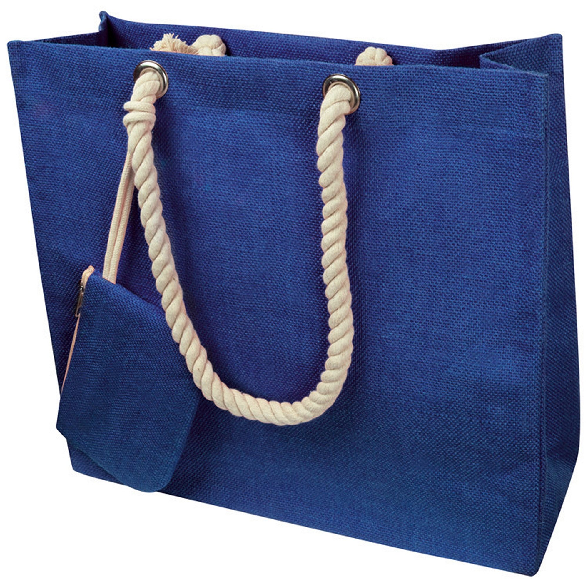 Freizeittasche Einkaufstasche / Jutetasche mit Kordel / Farbe: blau