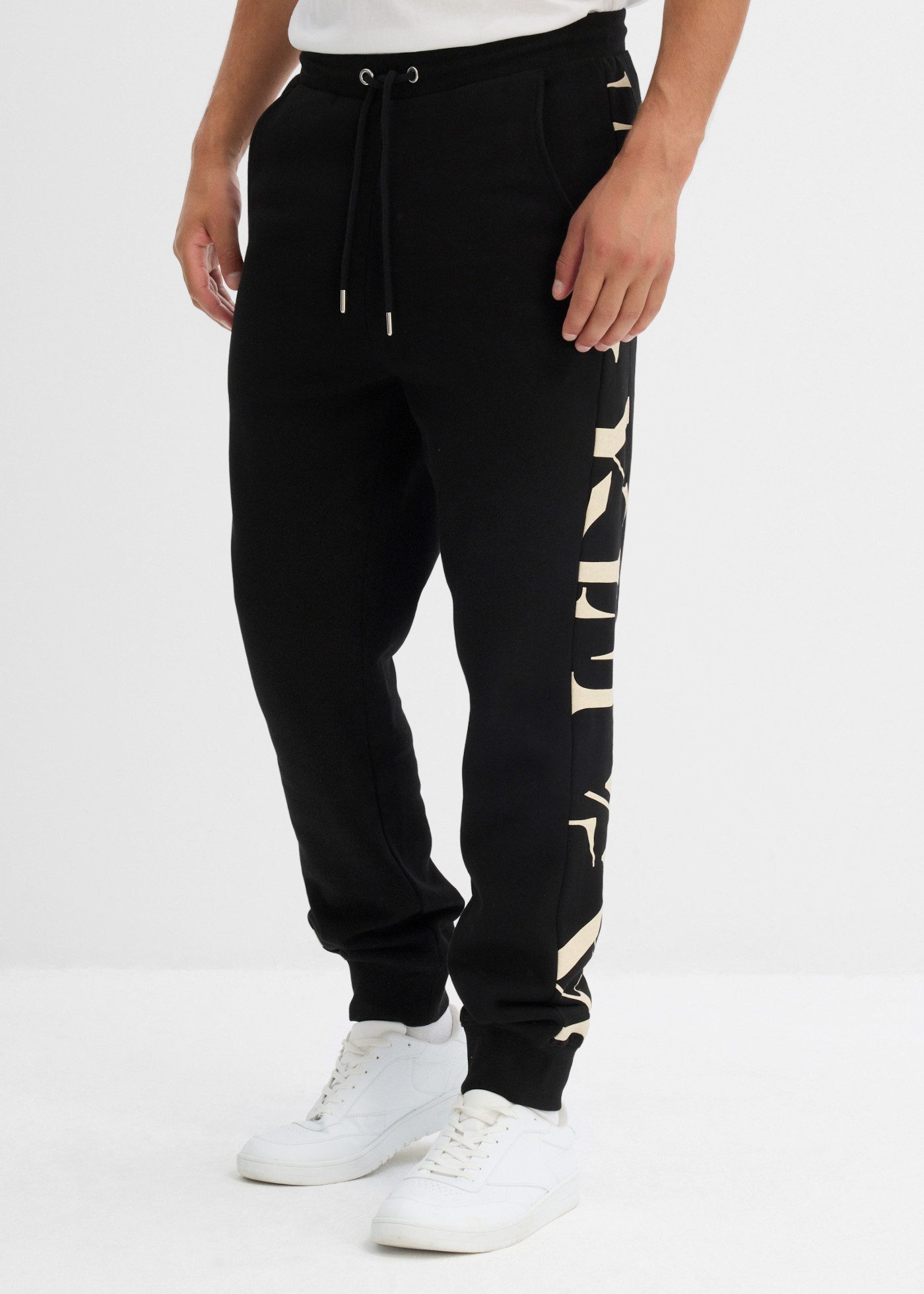 bonprix Sweathose mit Print-Einsatz, Regular Fit, aus Baumwolle
