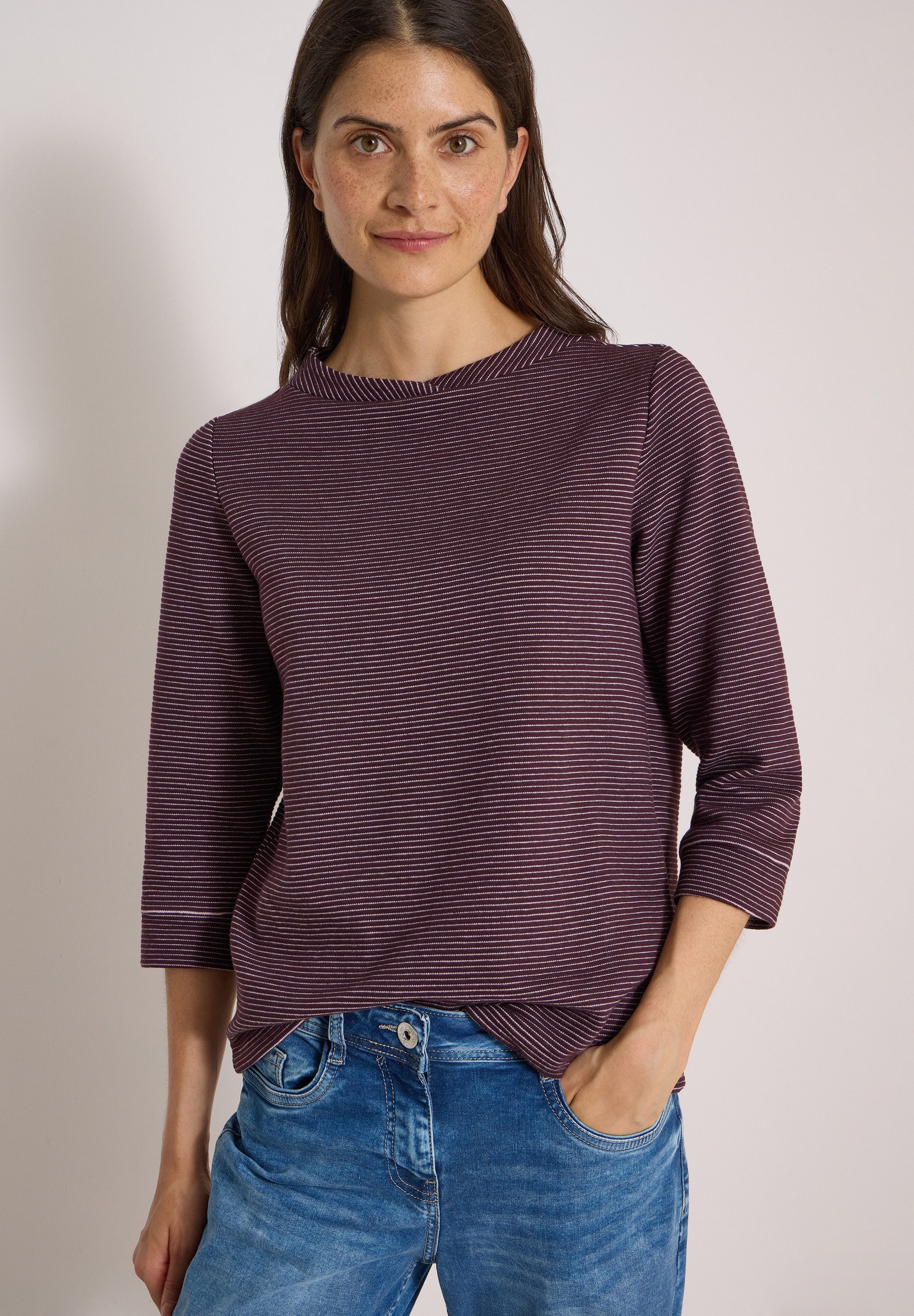 CECIL 3/4-Arm-Shirt mit Ottoman-Struktur