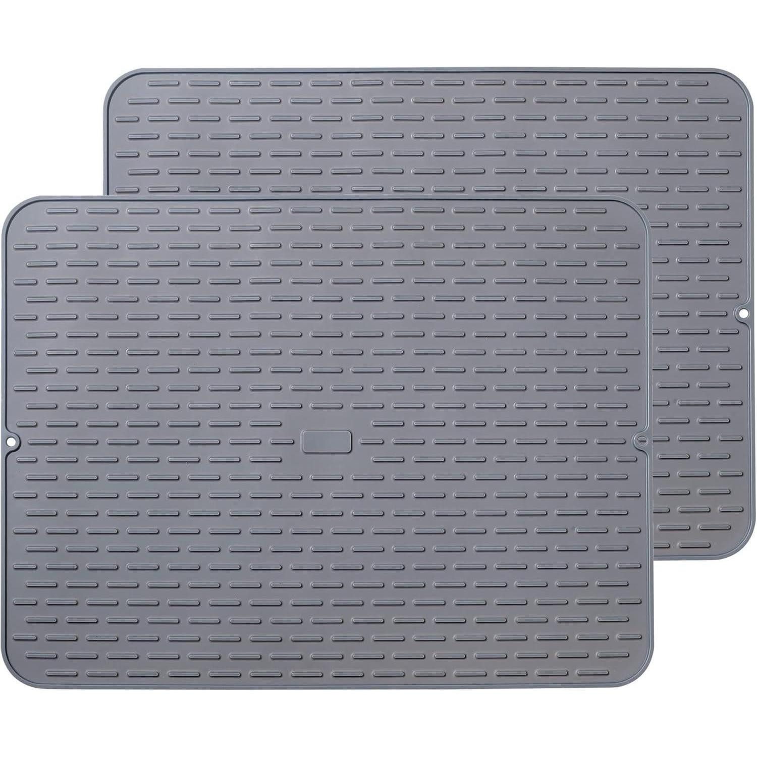 LuxusKollektion Abtropfmatte Trockenmatte Silikon 2er-Set 61x45.7cm Hellgrau