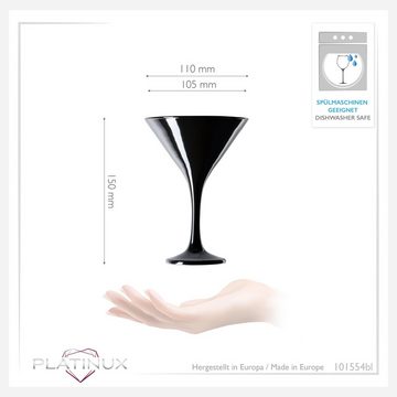 PLATINUX Cocktailglas Schwarze Martini Gläser, Glas, 150ml Set 6-Teilig Cocktailgläser Bargläser Martini Glas Cocktailspitz