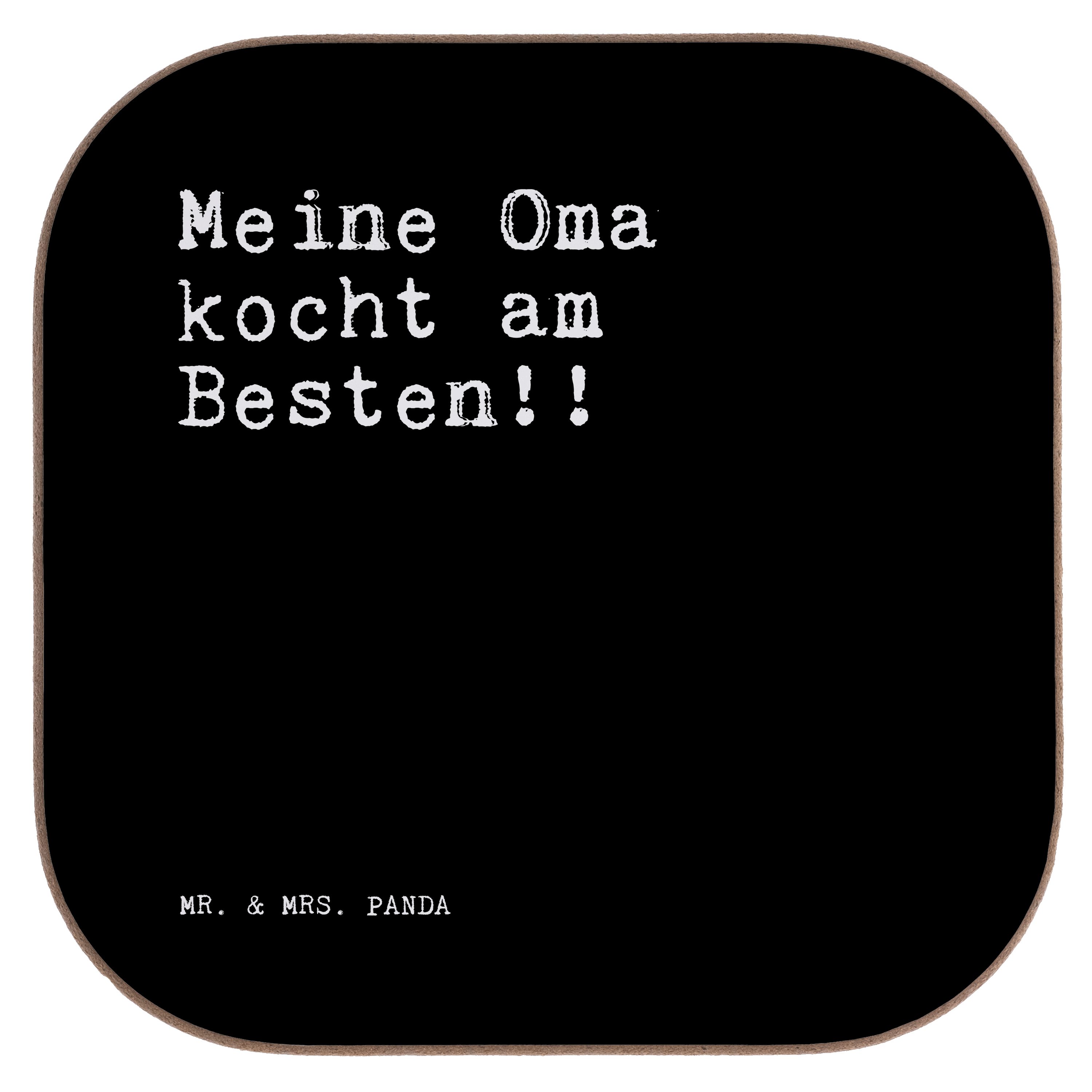 Mr. & Mrs. Panda Getränkeuntersetzer »Meine Oma kocht am... Schwarz