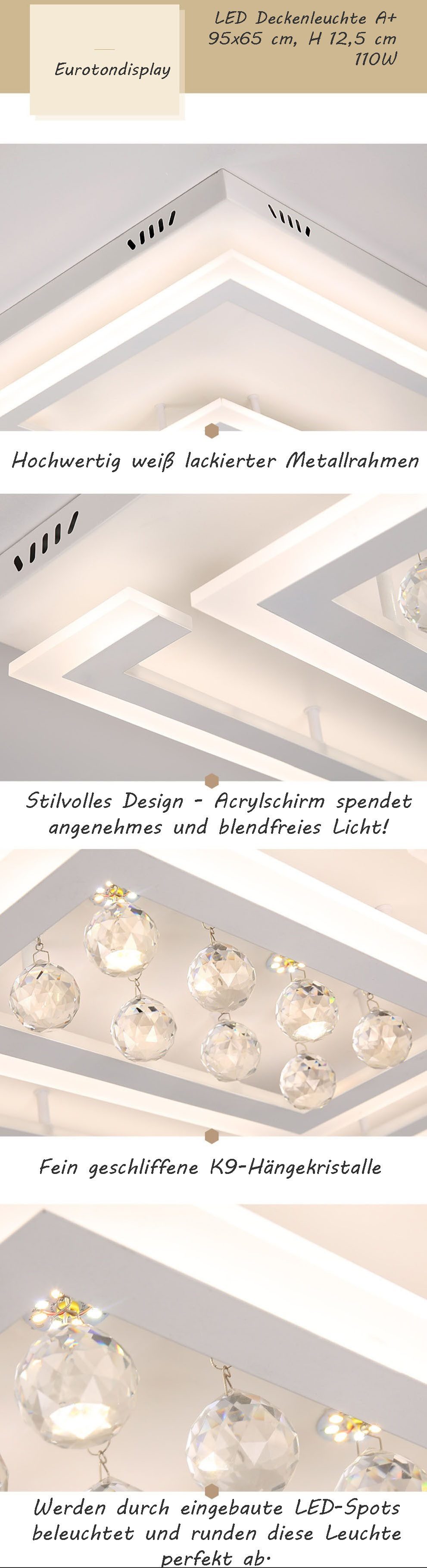 Eurohandisplay LED Deckenleuchte LED Deckenleuchte Kristall Lichtfarbe einstellbar mit Fernbedienung, LED fest integriert, Tageslichtweiß, Lichtfarbe und Hellig – Bild 5 von 5