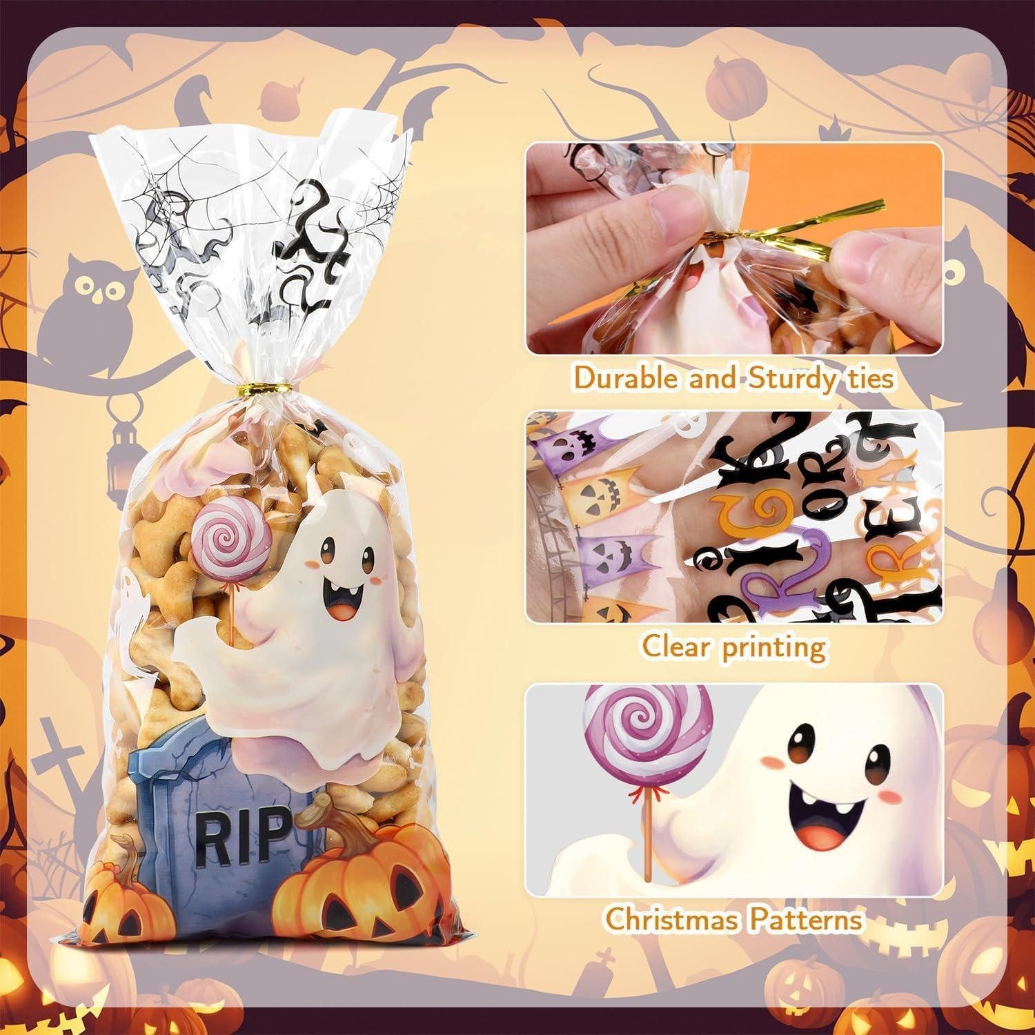 LuxusKollektion Geschenktüten Cellophantüten 120 Bindebänder Halloween Süßigkeiten 5, (120St) – Bild 3 von 5