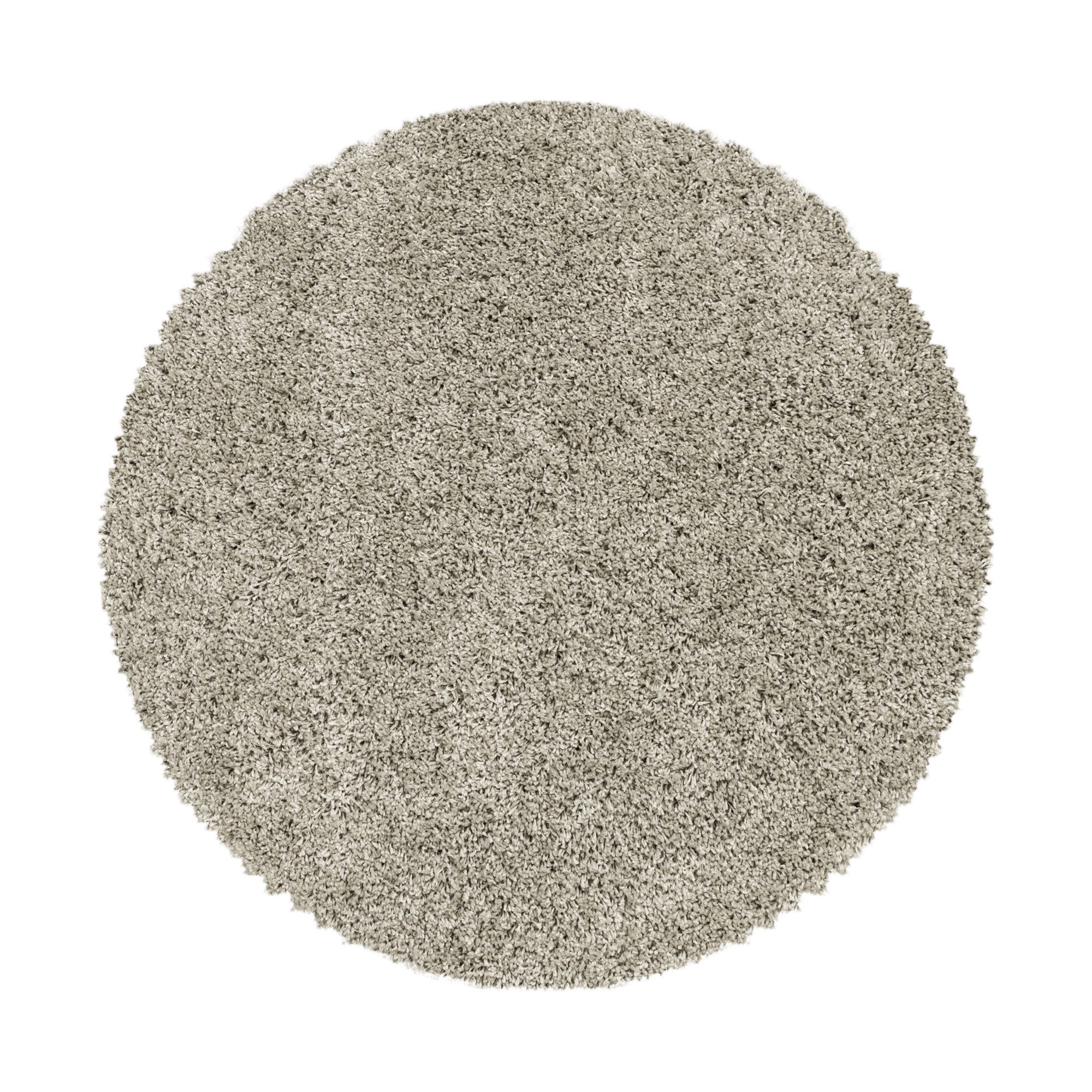 KADIMA DESIGN Teppich Shaggy Teppich SPREE Hochflor Einfarbig Rund Läufer Flur Flauschig, Rund, Höhe: 32 mm, Natur, 80x80 cm, Wohnzimmerteppich Strapazierfähig  – Bild 2 von 5